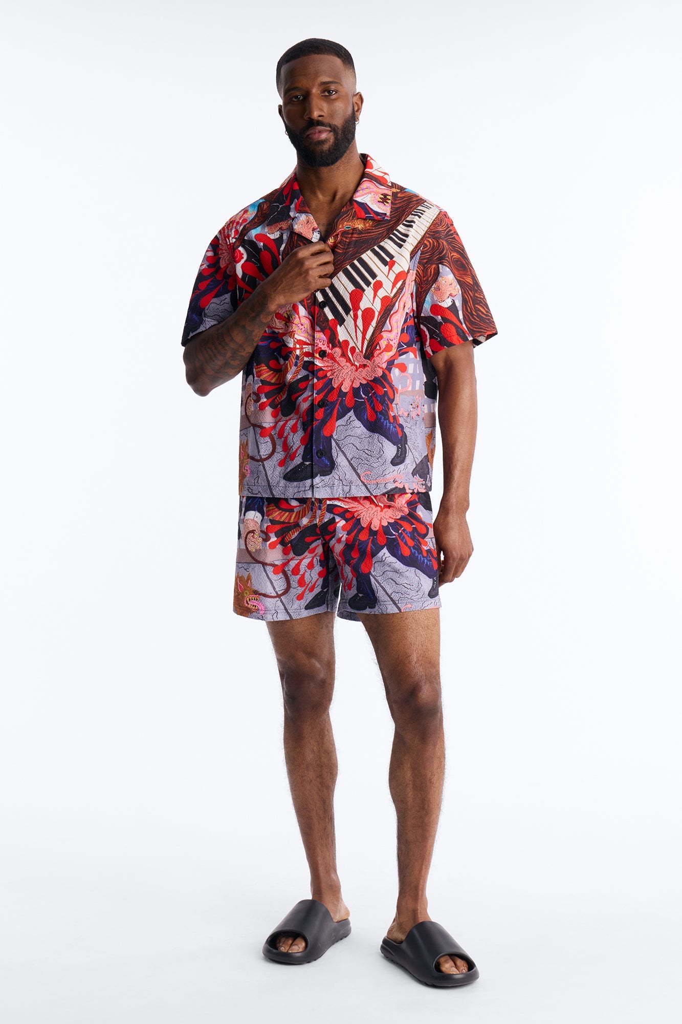 Jazz Engine Seersucker Swim Trunk 6″ - Multi Color Fashion Nova