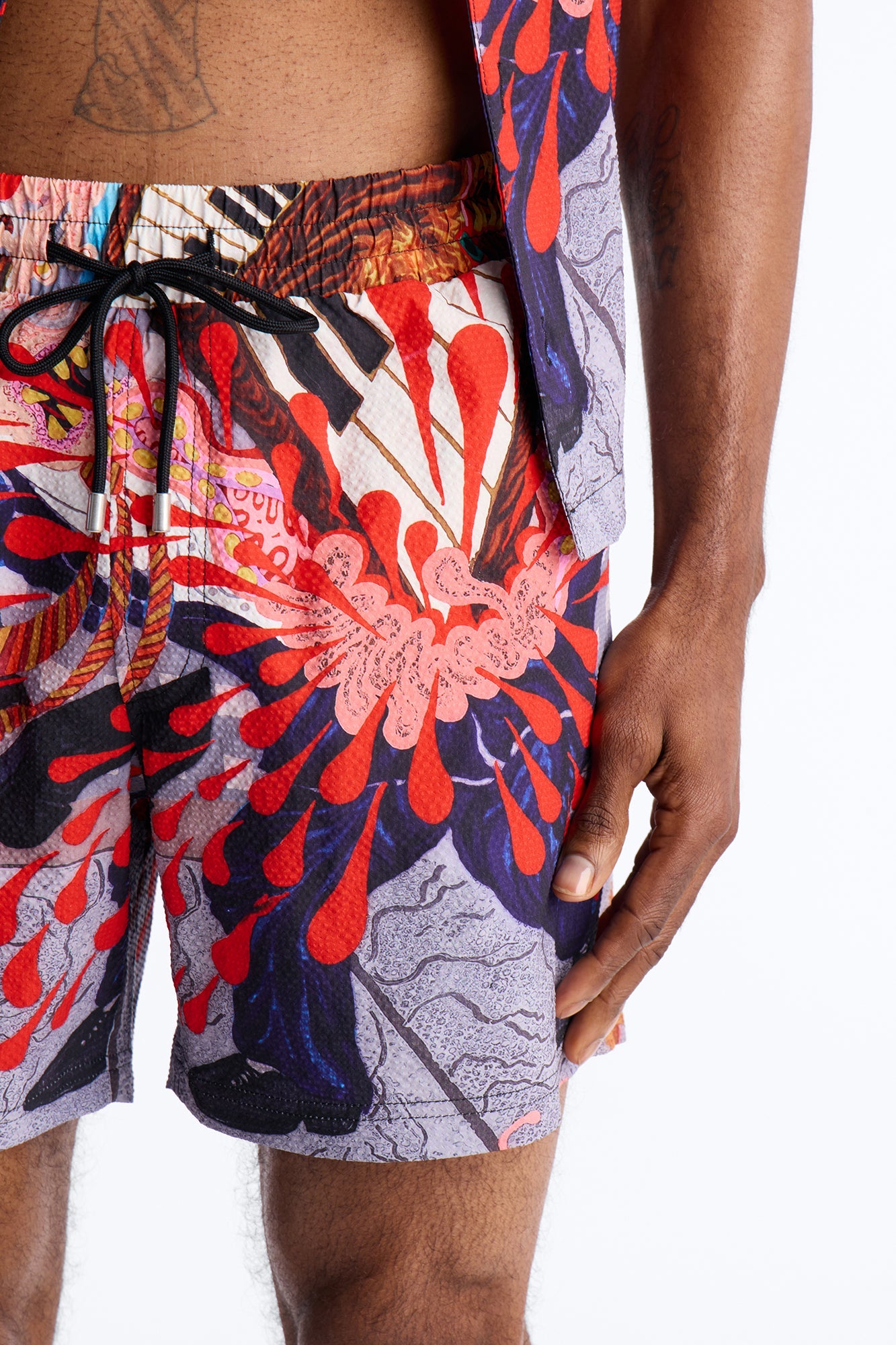 Jazz Engine Seersucker Swim Trunk 6″ - Multi Color Fashion Nova