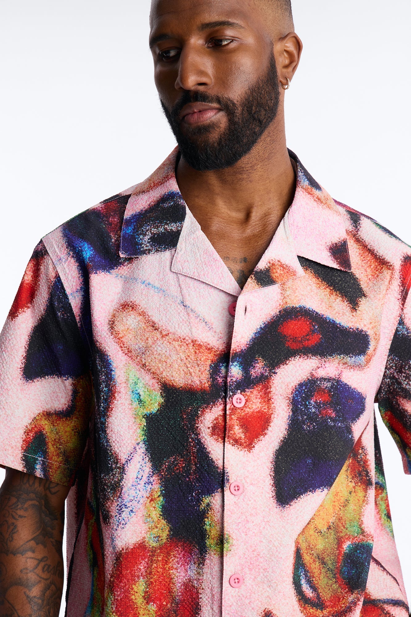 Relaxed Euphoric Blur Seersucker Cuban Button Up Shirt - Multi Color Fashion Nova