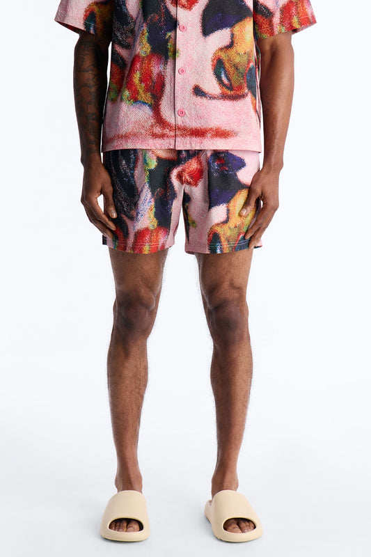 Euphoric Blur Seersucker Swim Trunk 6″ - Multi Color Fashion Nova