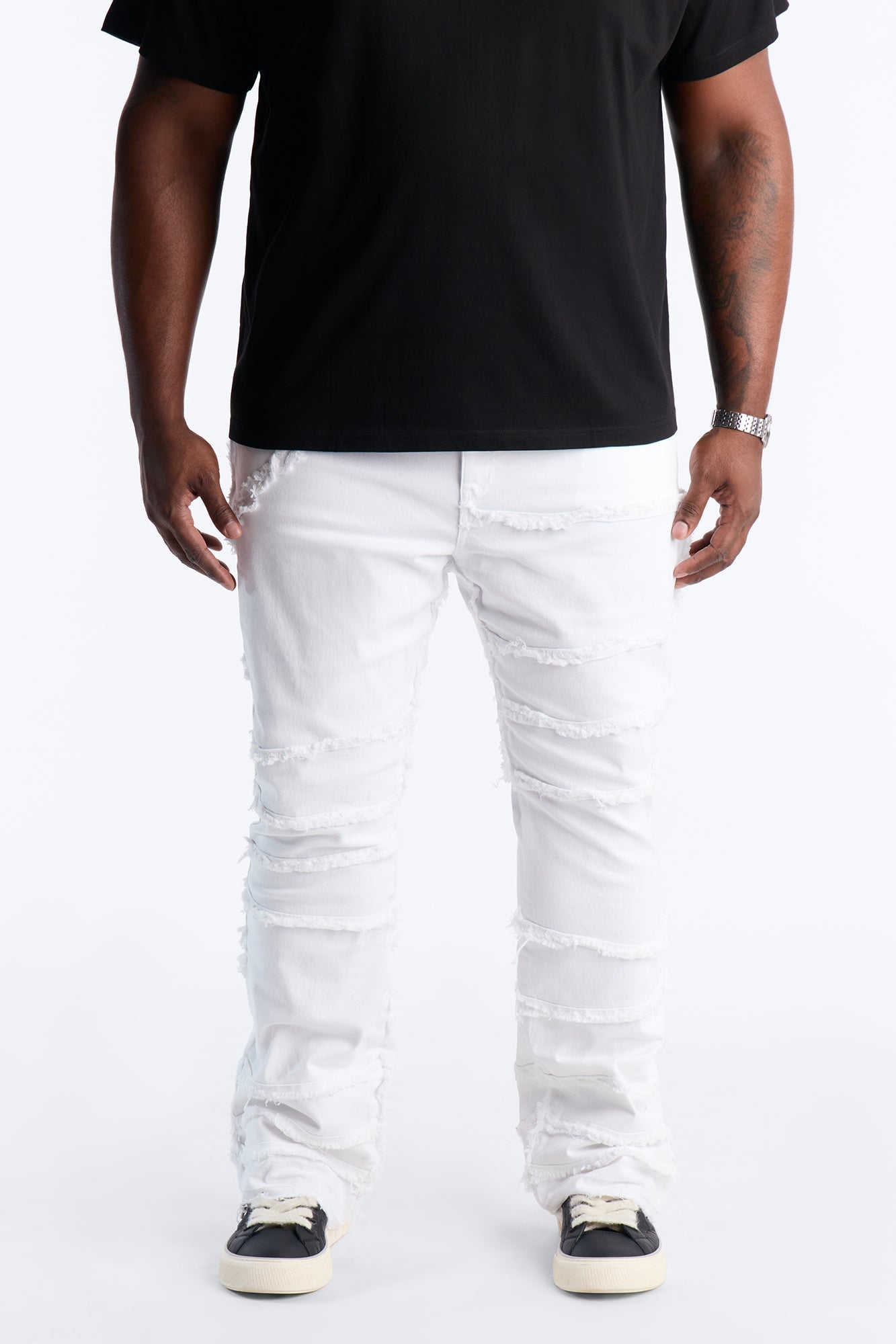 Stacked Skinny Flare Fray It Up Jean - White Fashion Nova