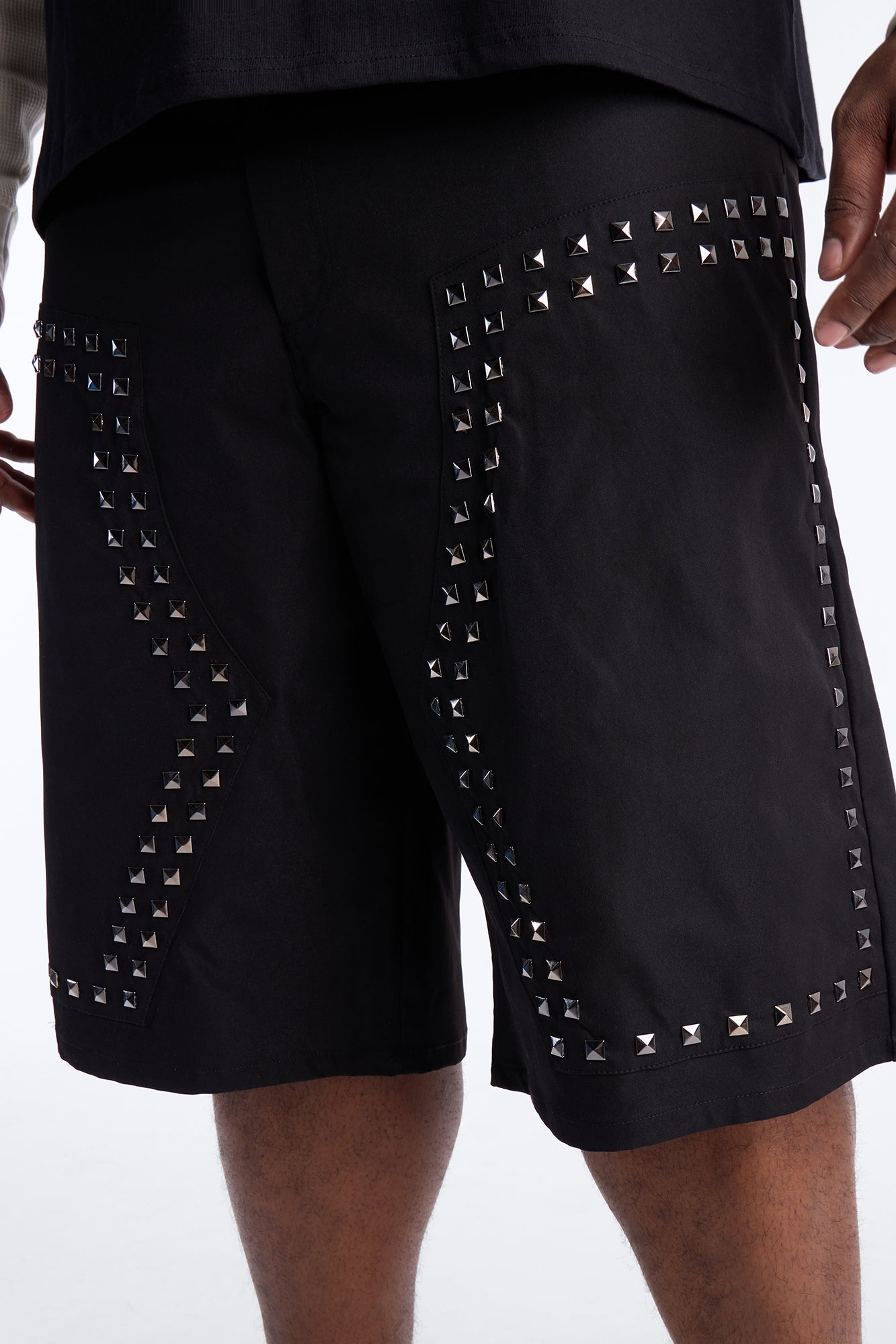 Baggy Silver Springs Studded Short - Black Fashion Nova
