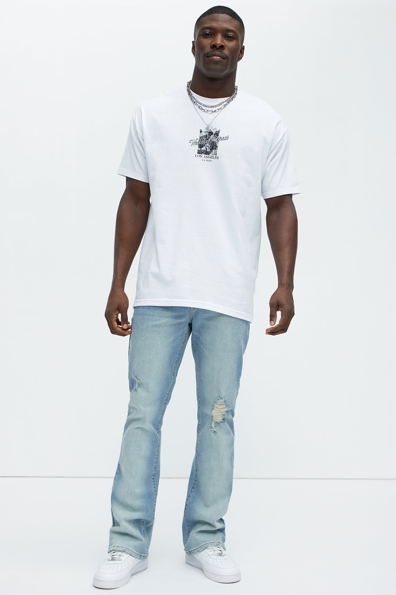 Take No L's Stacked Slim Flared Jeans - Medium Blue Wash Fashion Nova