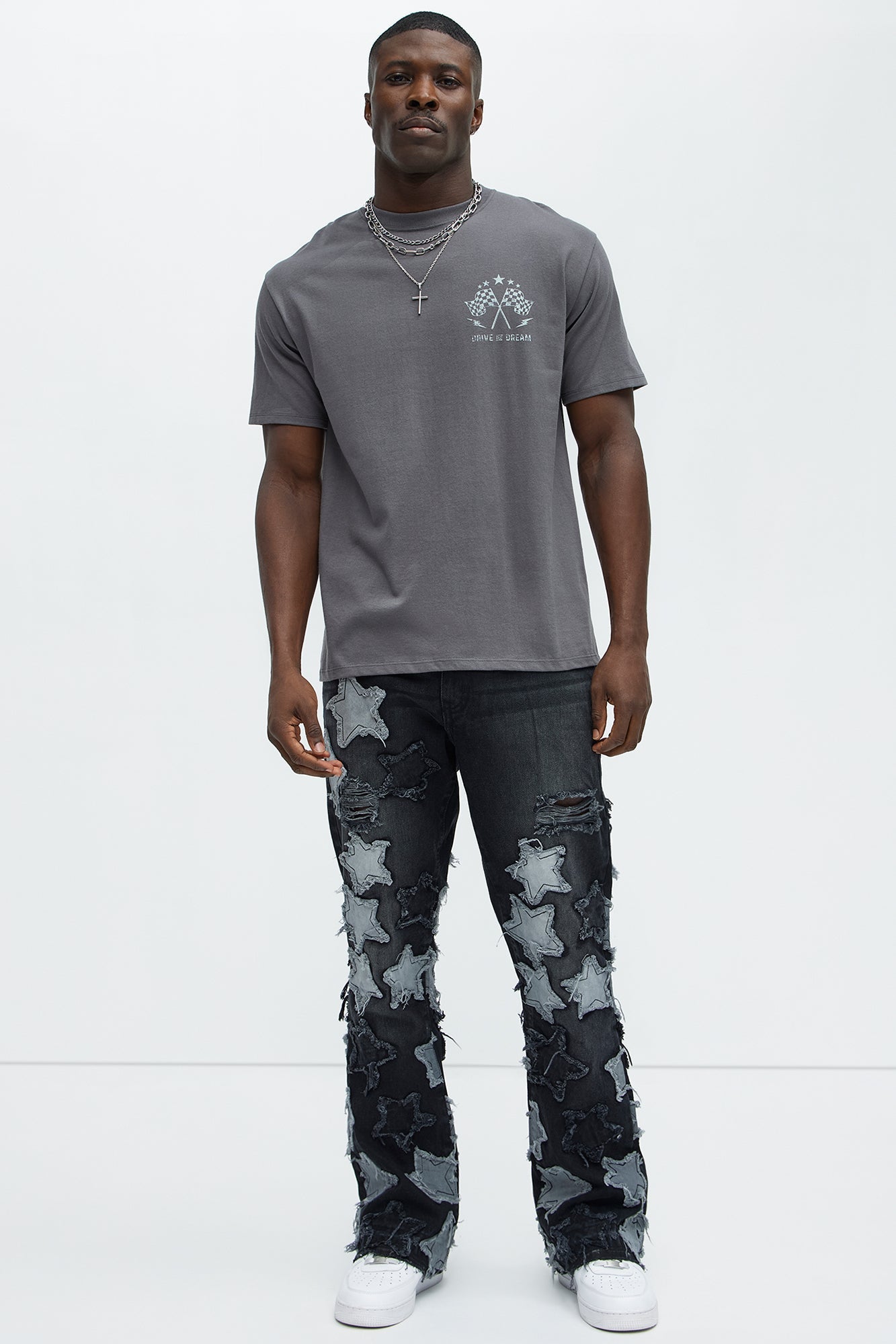 Counting Stars Stacked Slim Flare Jeans - Black Wash Fashion Nova
