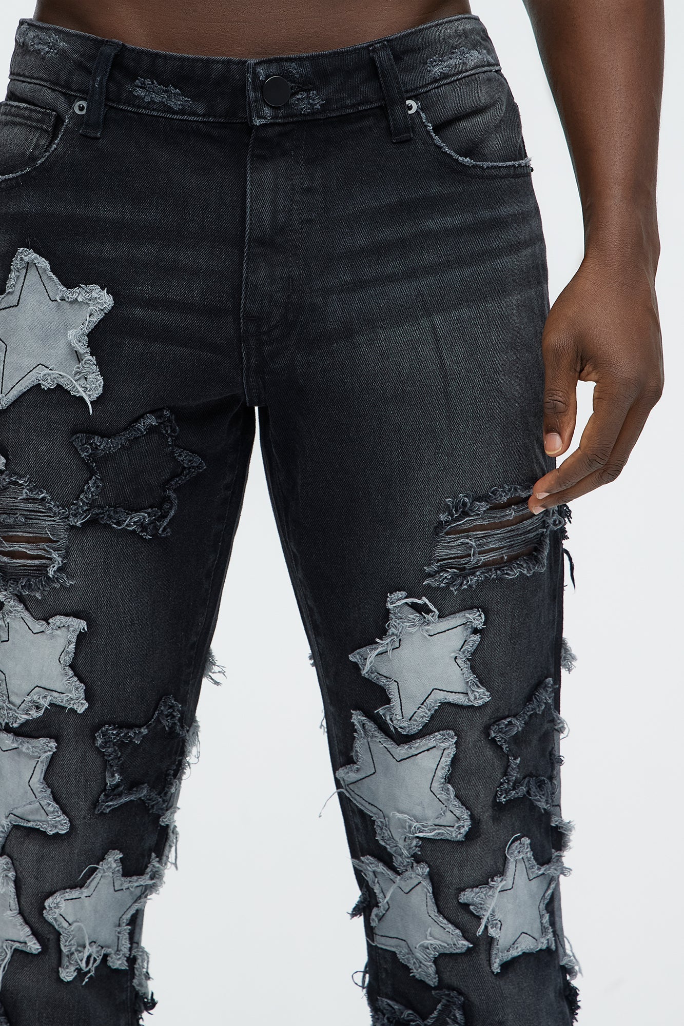 Counting Stars Stacked Slim Flare Jeans - Black Wash Fashion Nova