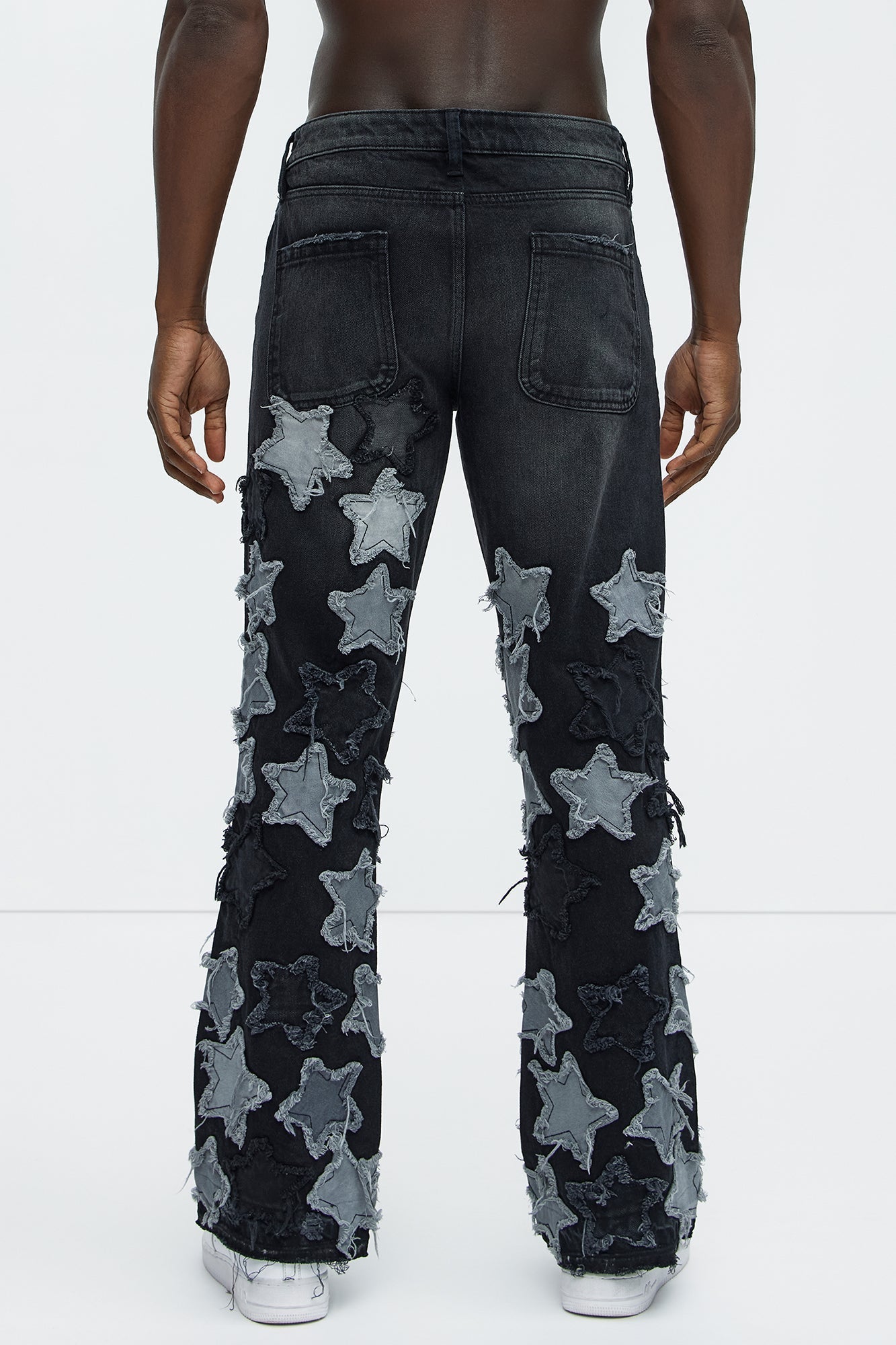 Counting Stars Stacked Slim Flare Jeans - Black Wash Fashion Nova