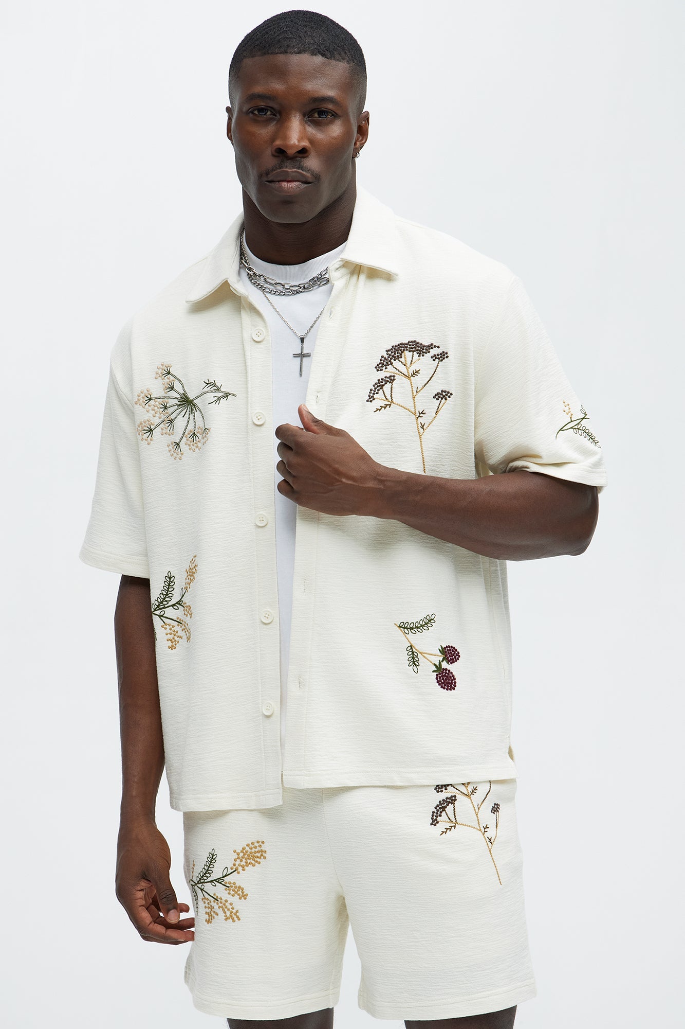 Berries And Bloom Embroidered Shirt - Cream Fashion Nova