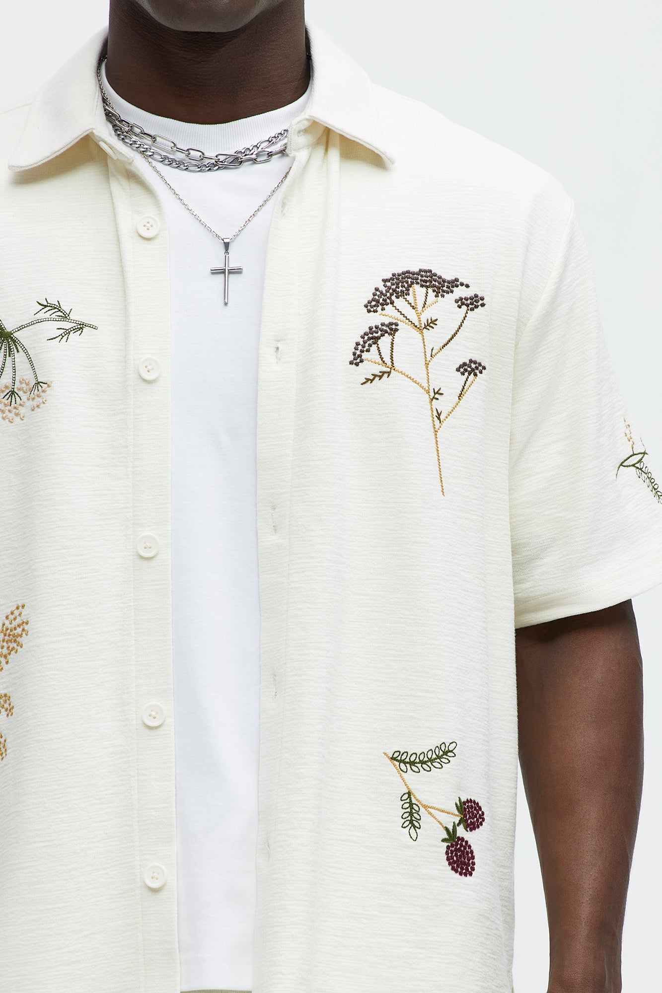 Berries And Bloom Embroidered Shirt - Cream Fashion Nova