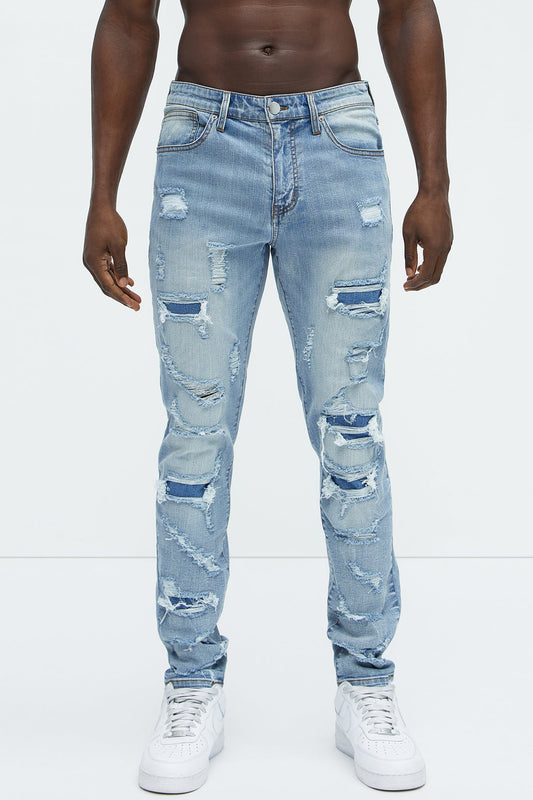 Through It Ripped Skinny Jeans - Vintage Blue Wash Fashion Nova