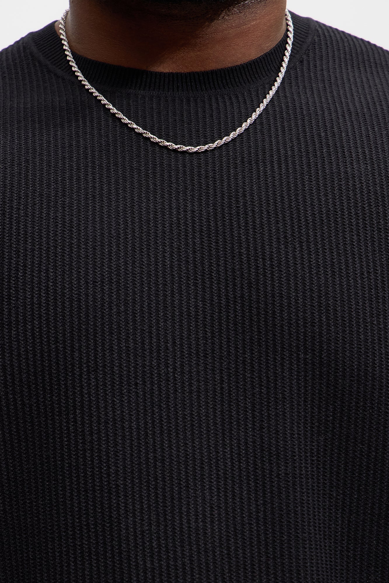 Rib Textured Knit Relaxed Tee - Black Fashion Nova