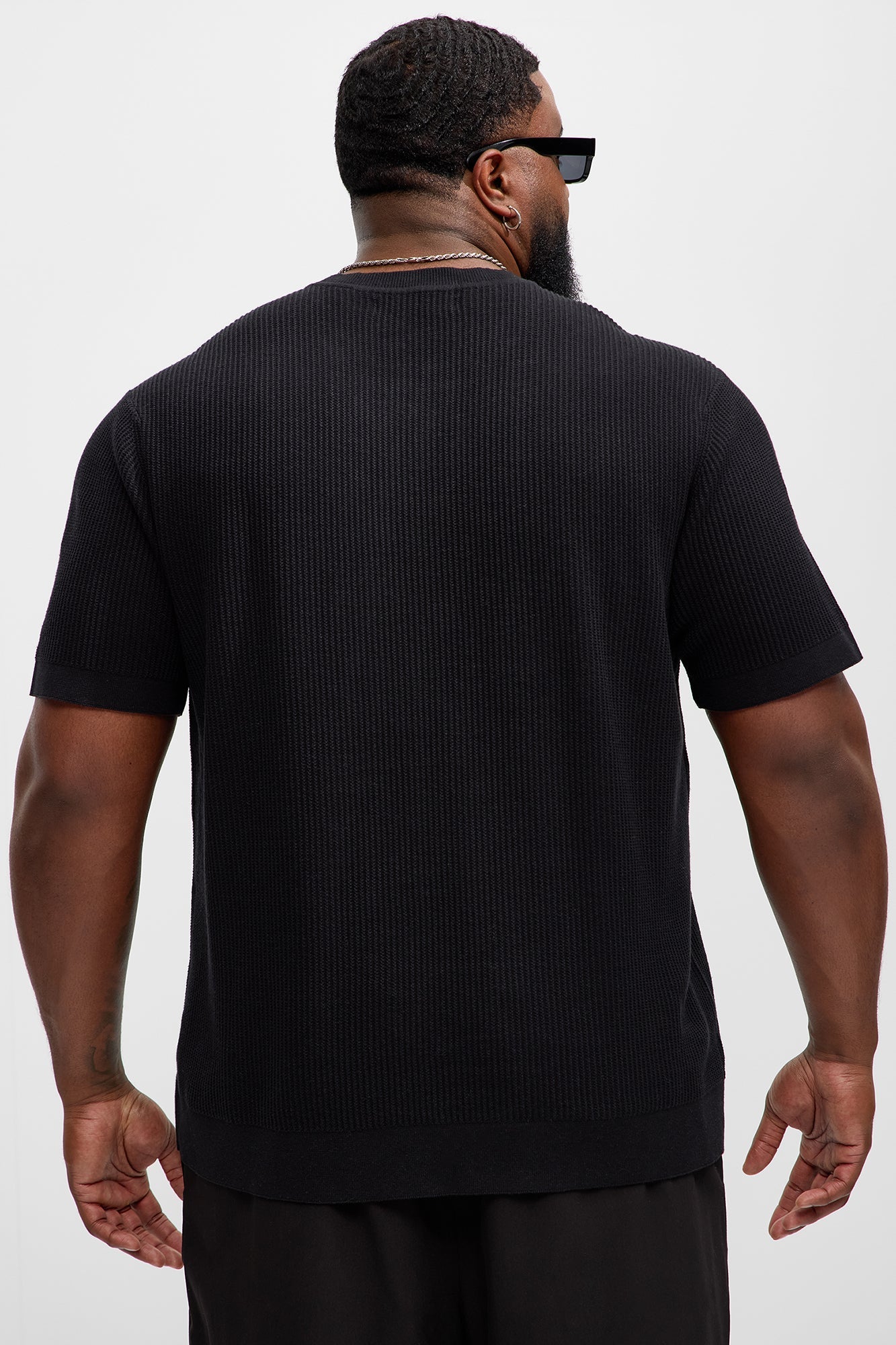 Rib Textured Knit Relaxed Tee - Black Fashion Nova