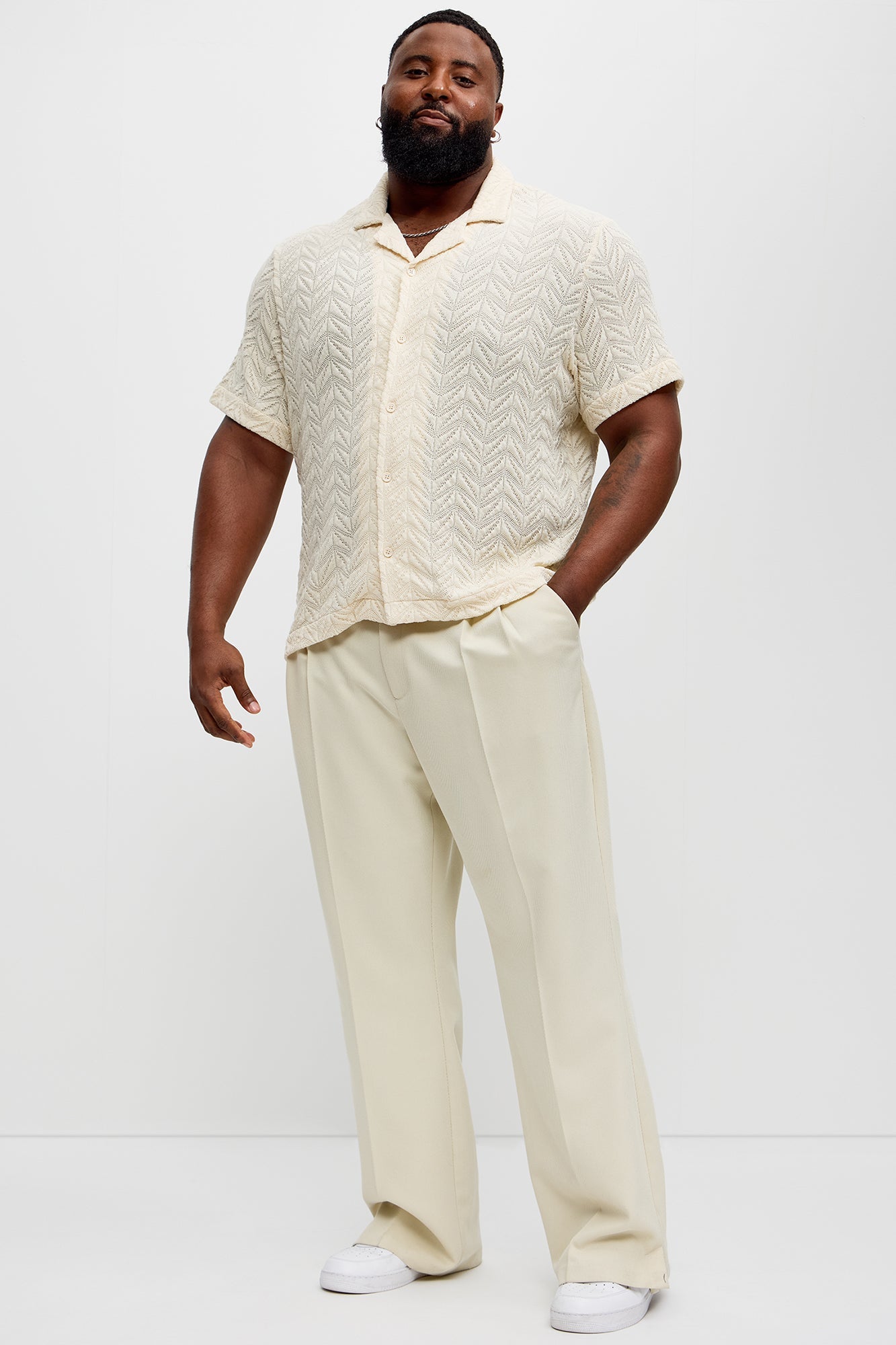 Bellvista Crochet Knitted Cuban Shirt - Cream Fashion Nova