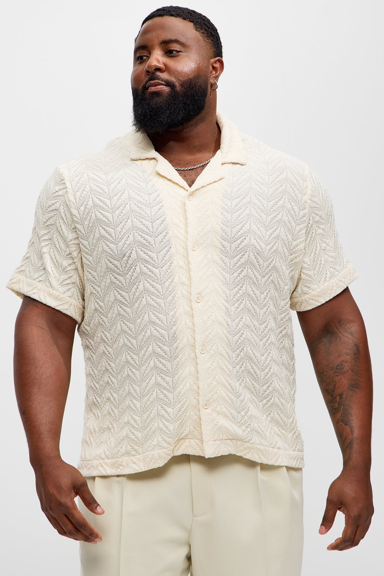 Bellvista Crochet Knitted Cuban Shirt - Cream Fashion Nova