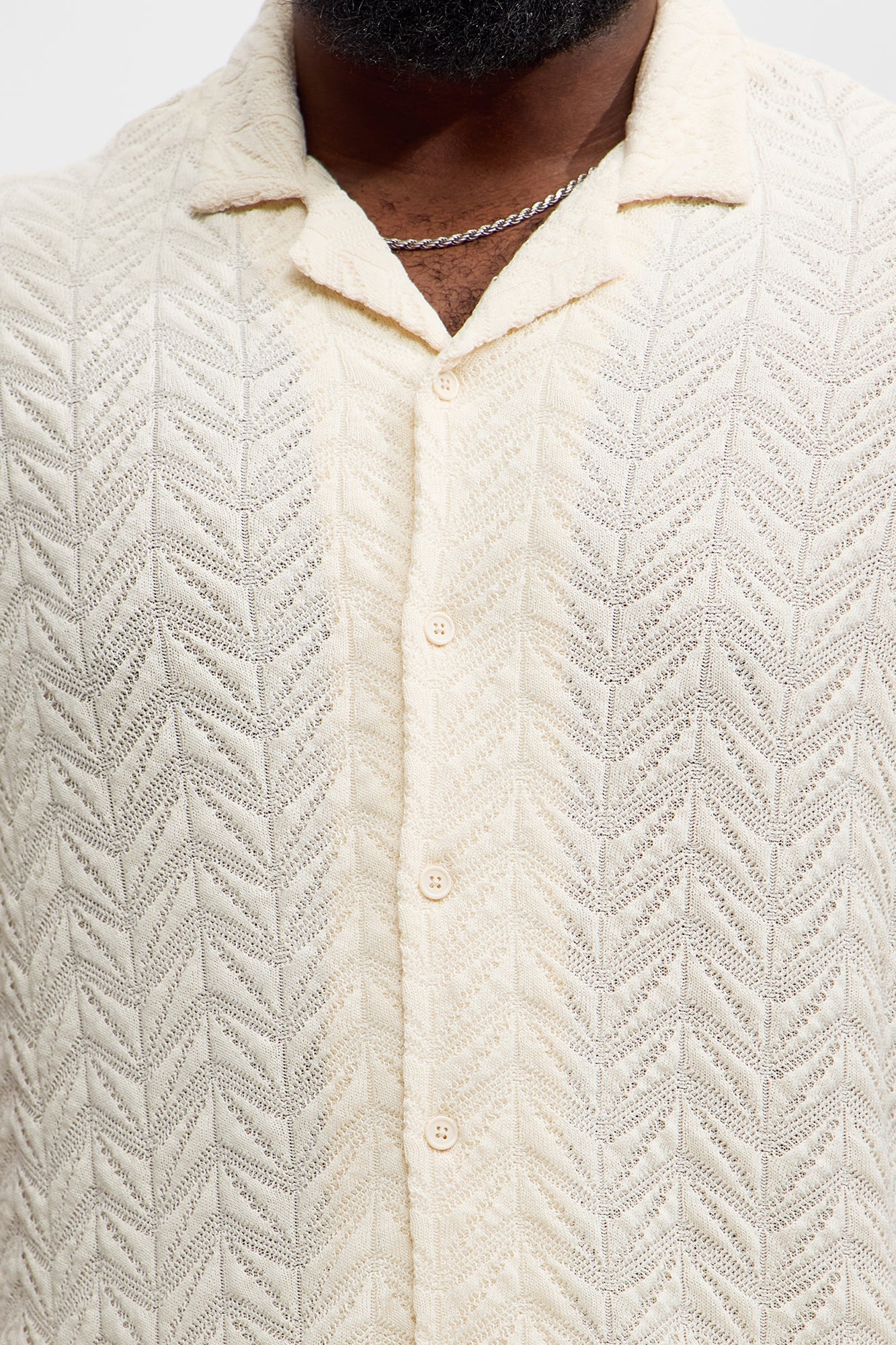 Bellvista Crochet Knitted Cuban Shirt - Cream Fashion Nova