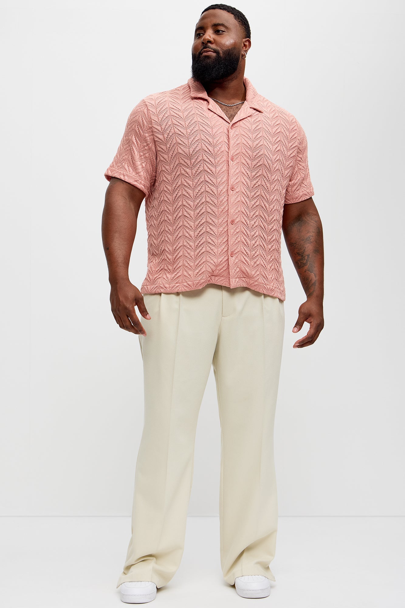 Bellvista Crochet Knitted Cuban Shirt - Pink Fashion Nova