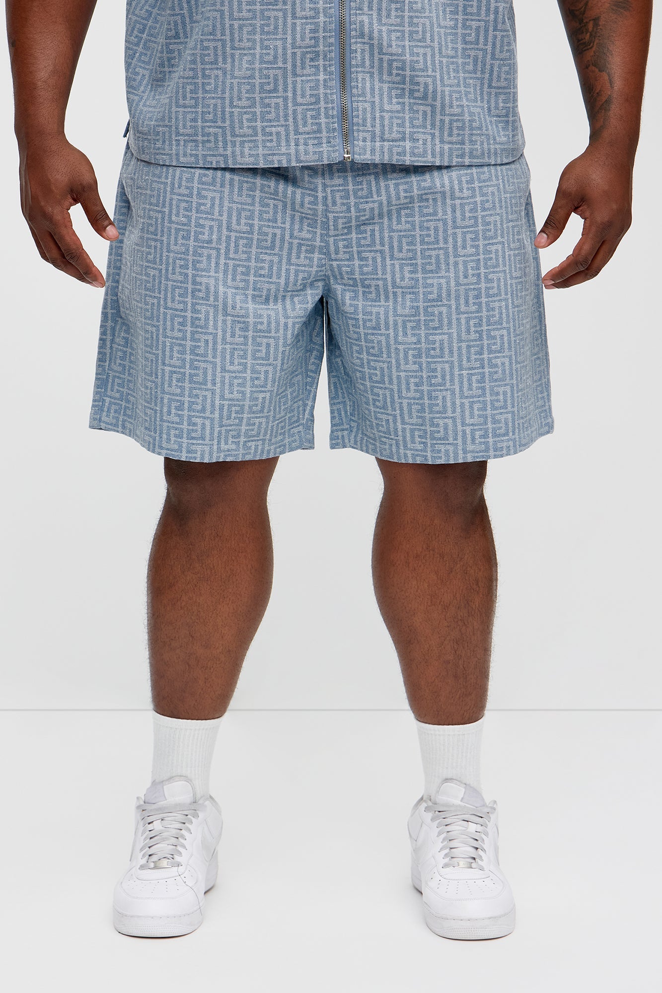 Fallon Jacquard Relaxed Shorts - Blue Fashion Nova