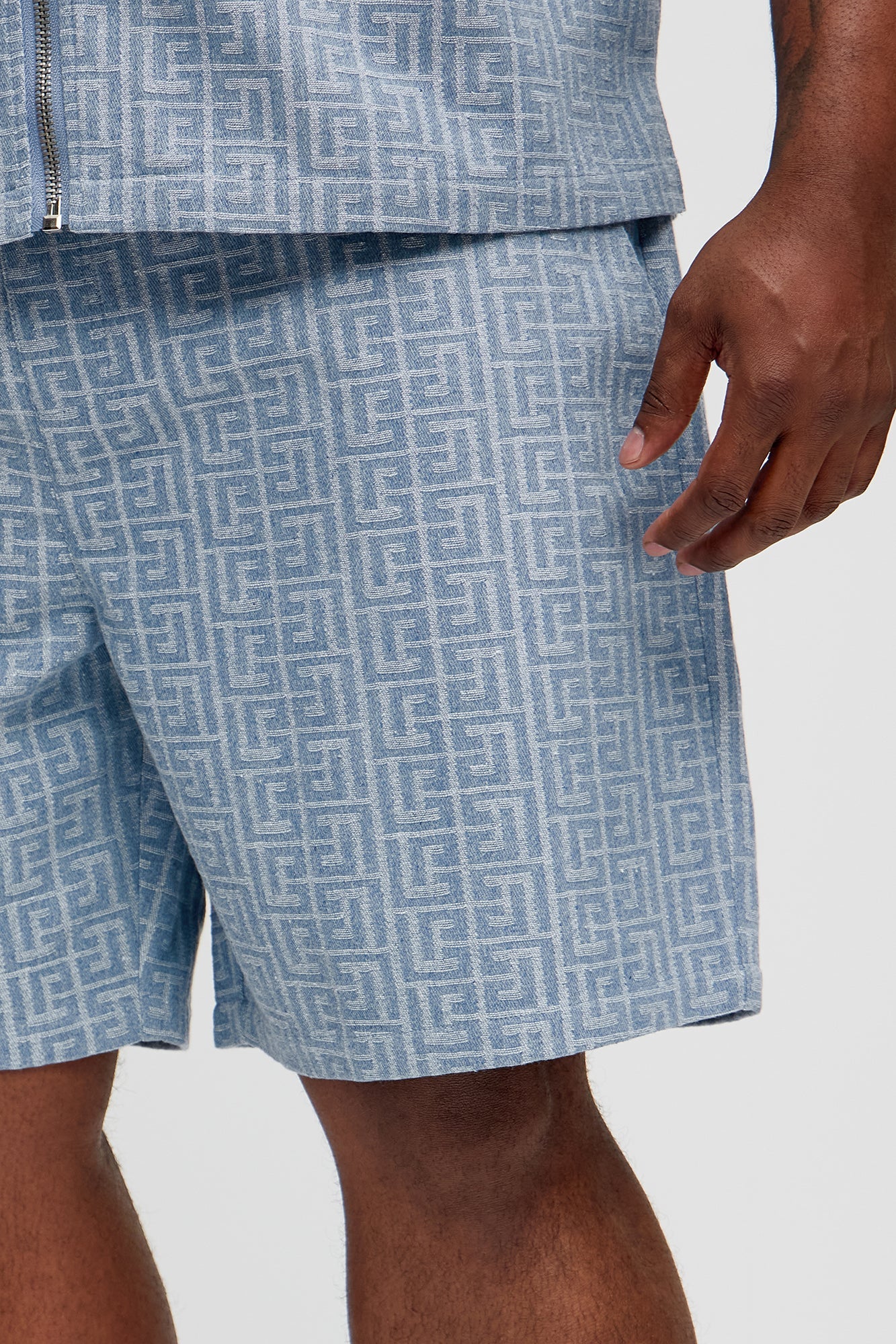 Fallon Jacquard Relaxed Shorts - Blue Fashion Nova