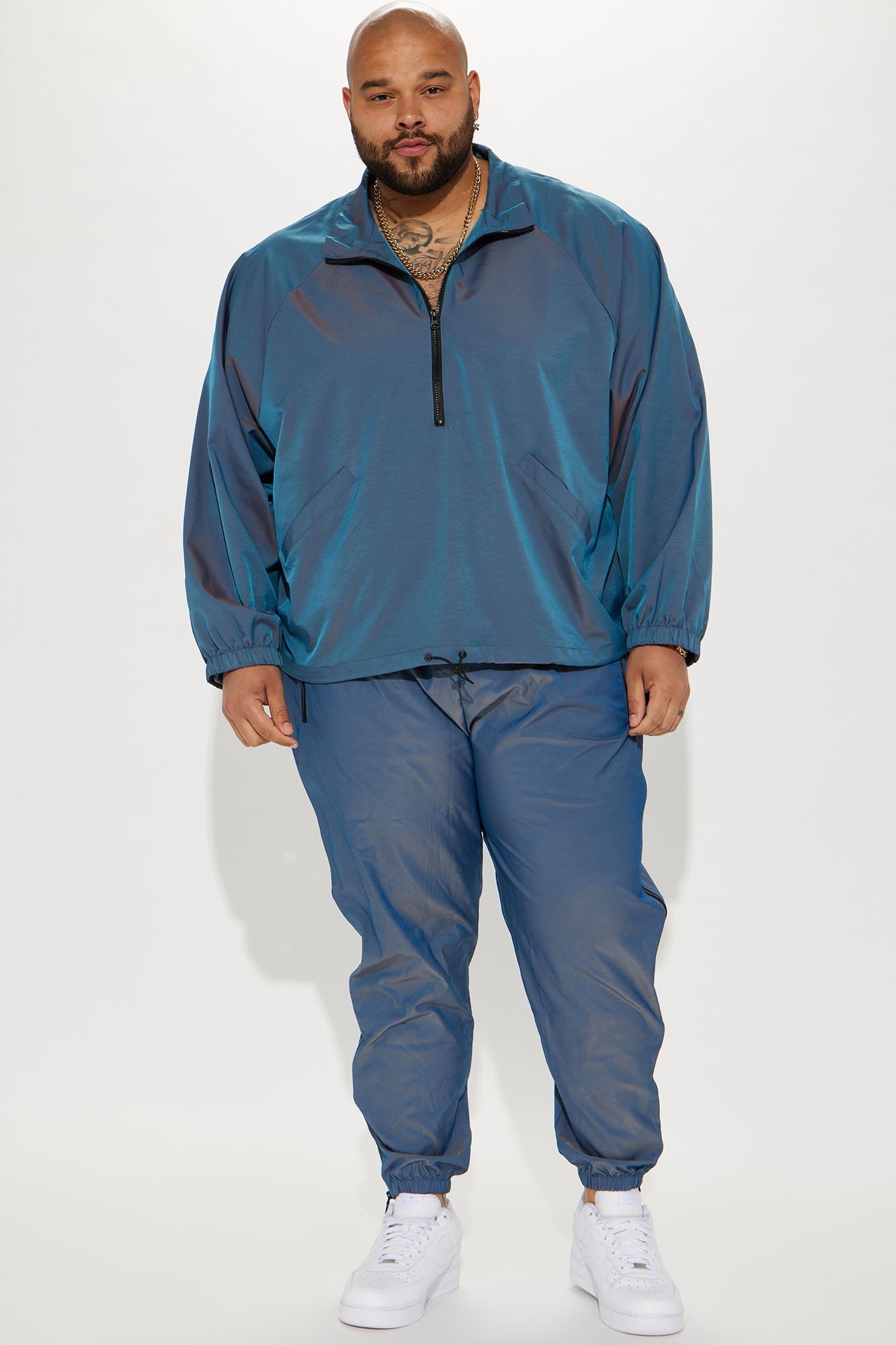 Stormy Iridescent Nylon Anorak - Blue Fashion Nova