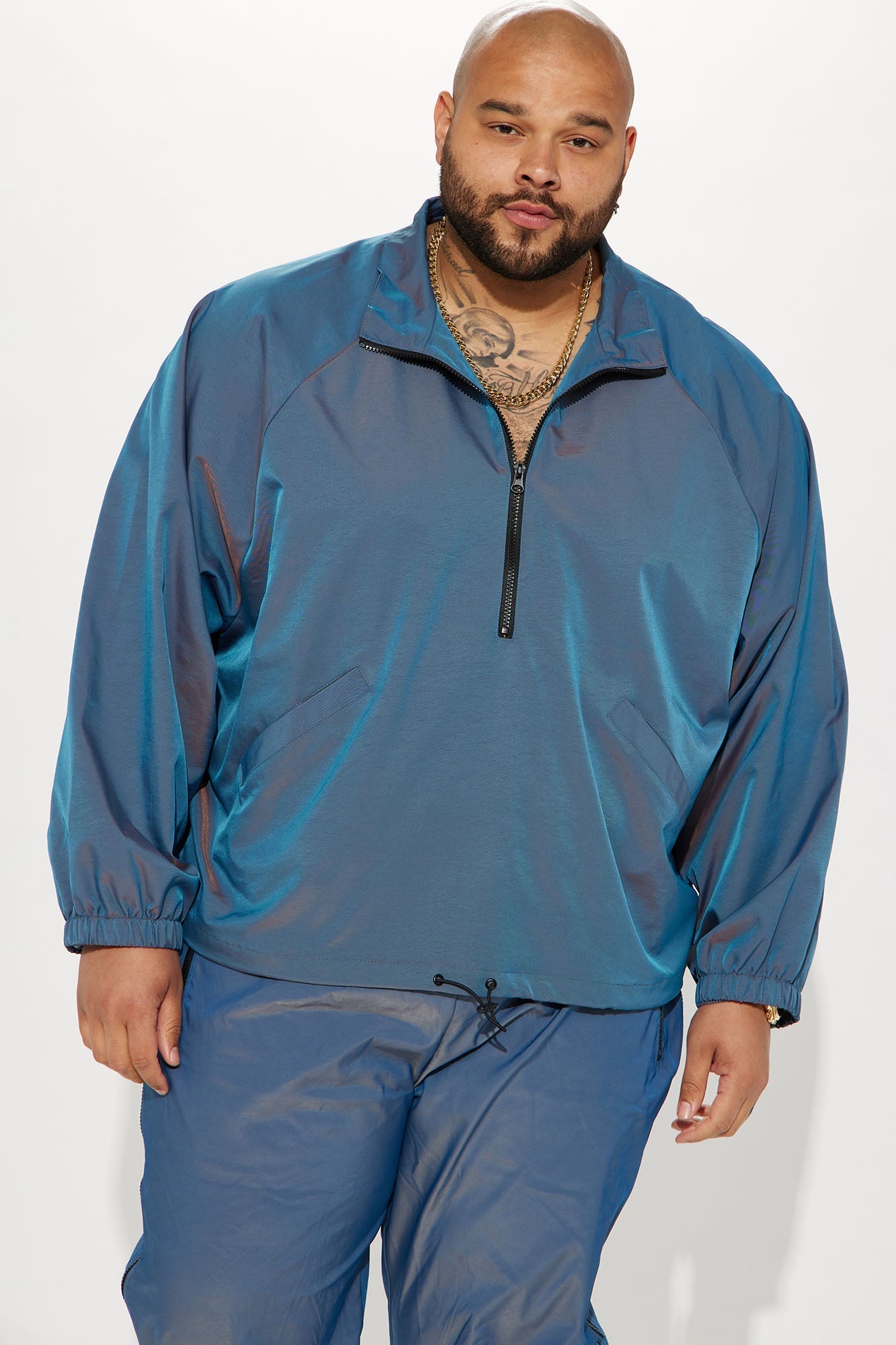 Stormy Iridescent Nylon Anorak - Blue Fashion Nova