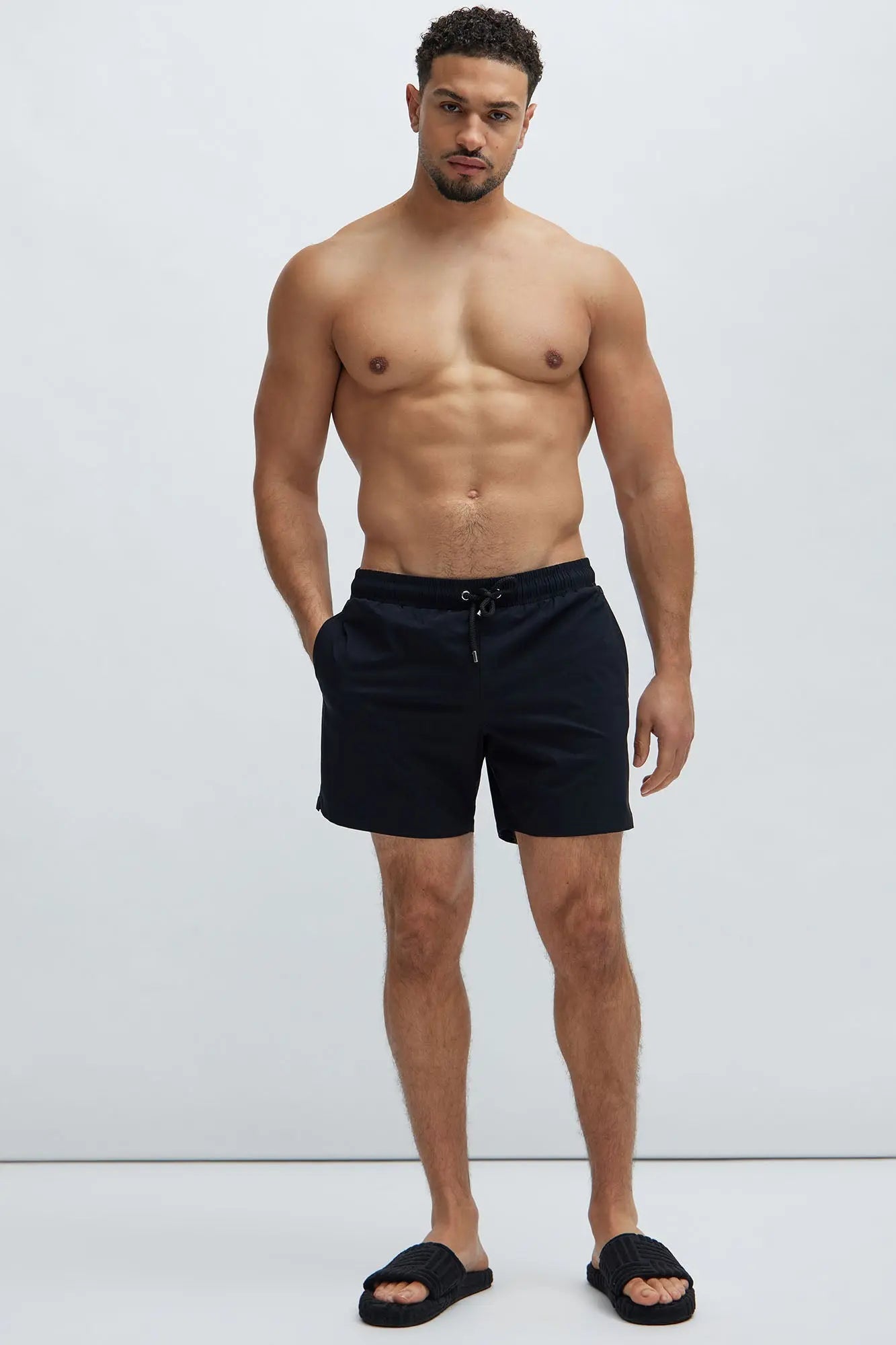 Montez Stretch Swim Trunk 6″ - Black Fashion Nova