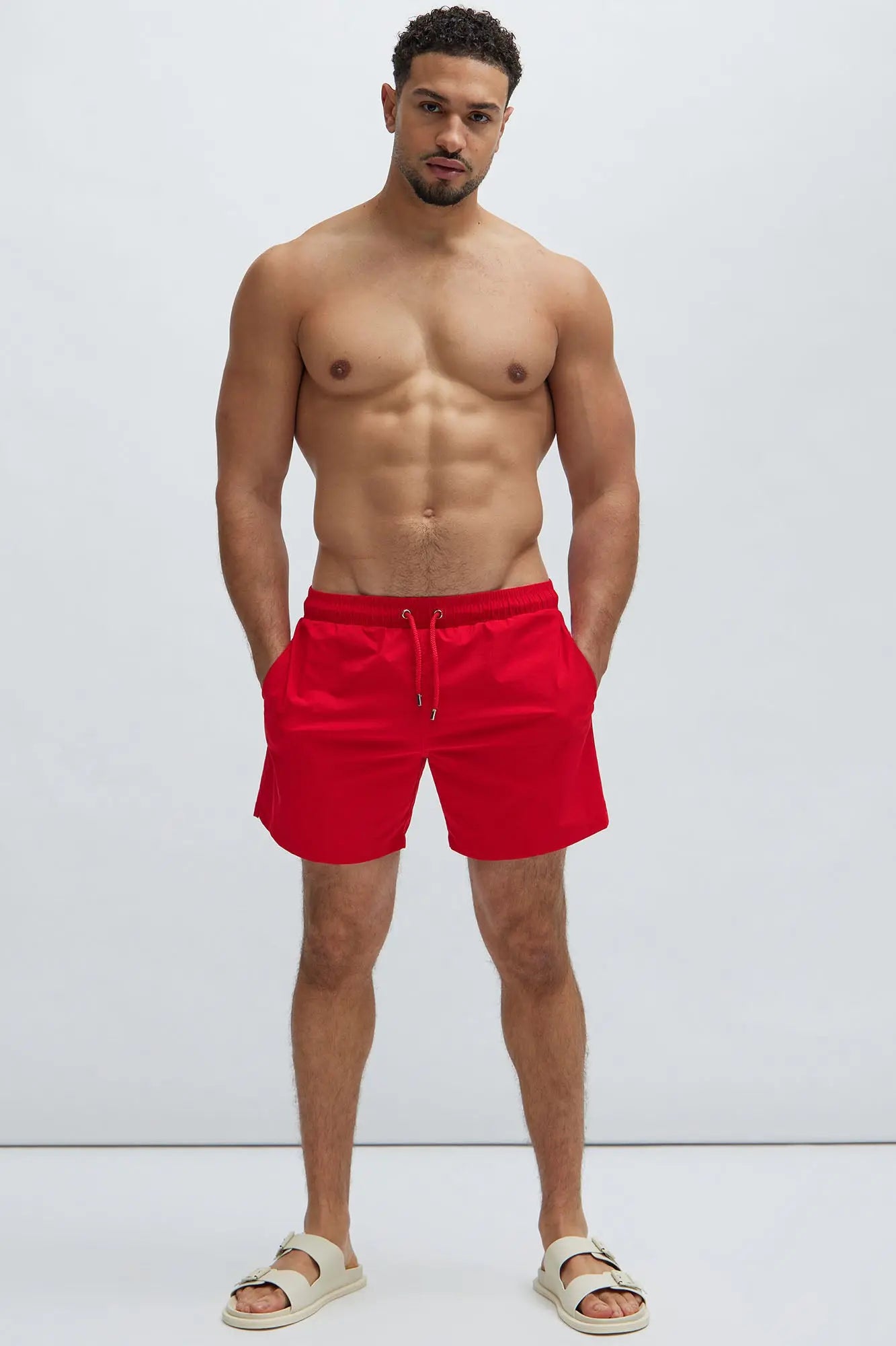 Montez Stretch Swim Trunk 6″ - Brick Red Fashion Nova