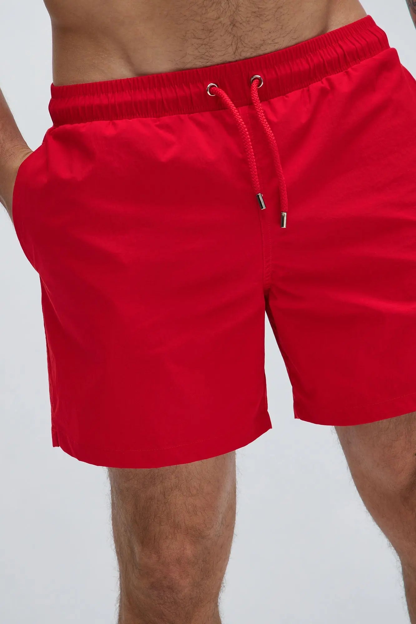 Montez Stretch Swim Trunk 6″ - Brick Red Fashion Nova