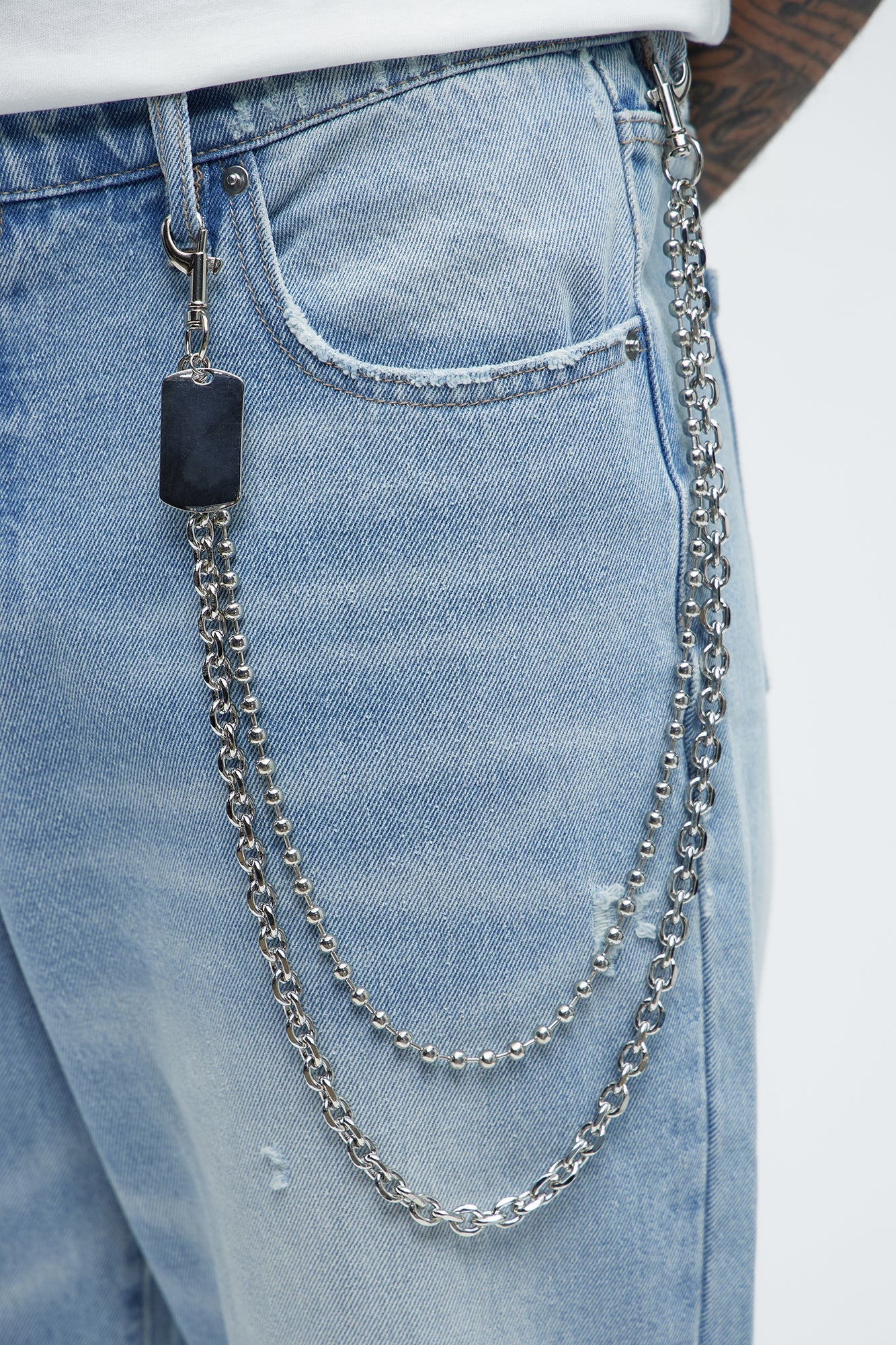 Lullaby Stacked Dog Chain Pants Chain - Silver Fashion Nova