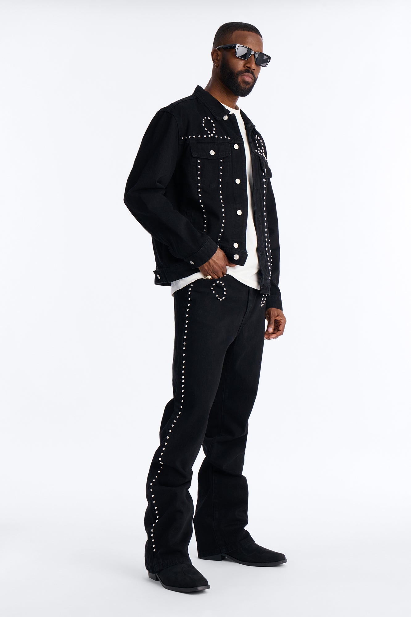 Stacked Slim Flare Iron Outlaw Slit Jean - Black Fashion Nova