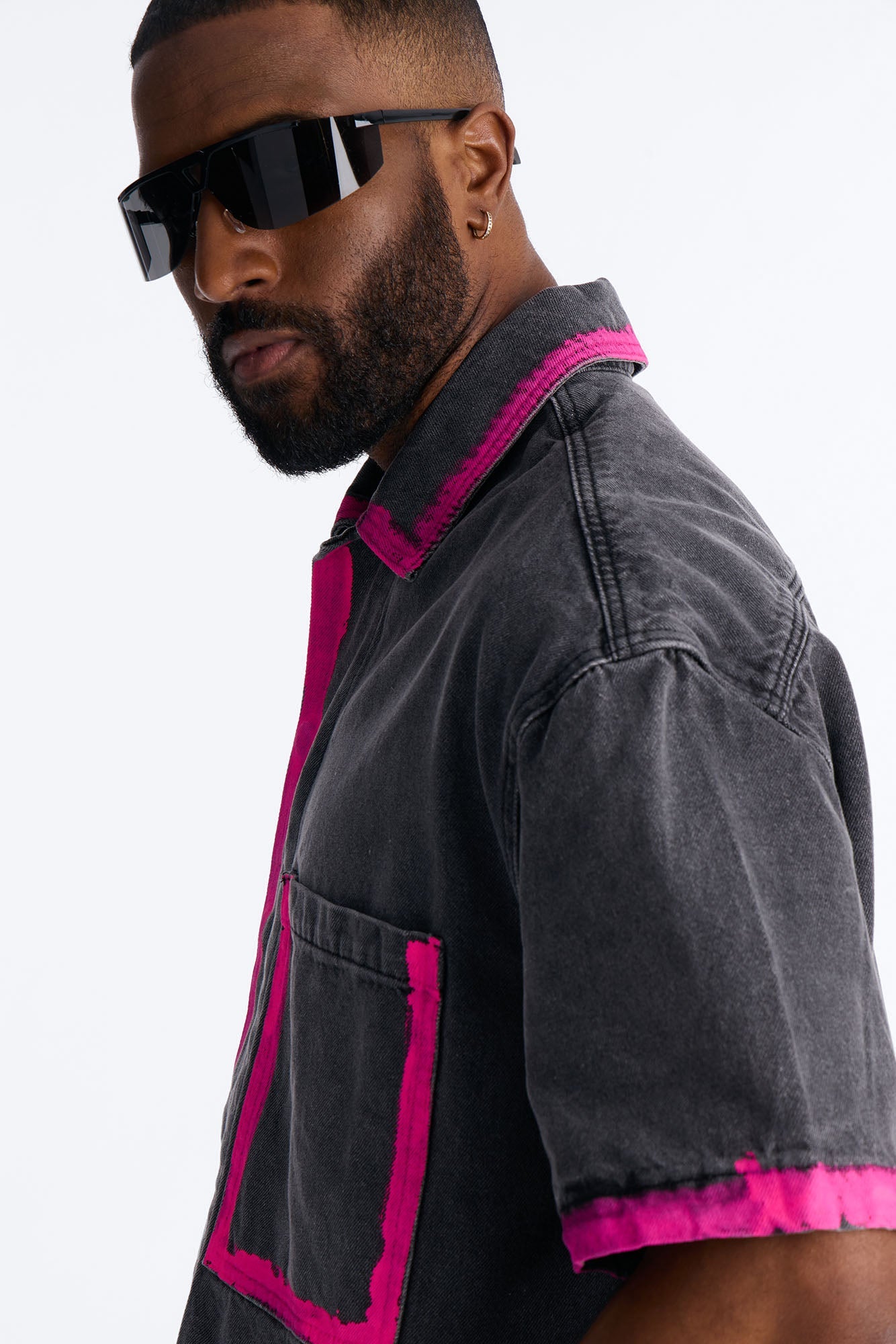 Cropped In My Aura Button Up Shirt - Black Wash Fashion Nova