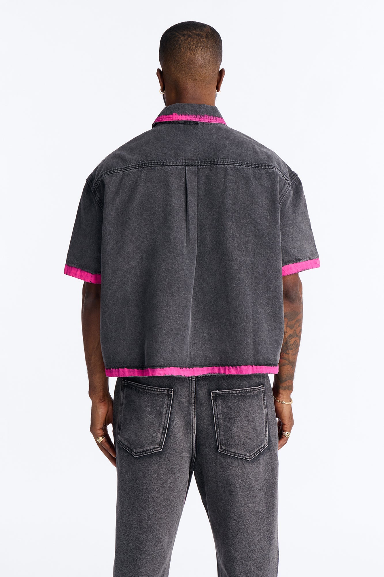 Cropped In My Aura Button Up Shirt - Black Wash Fashion Nova