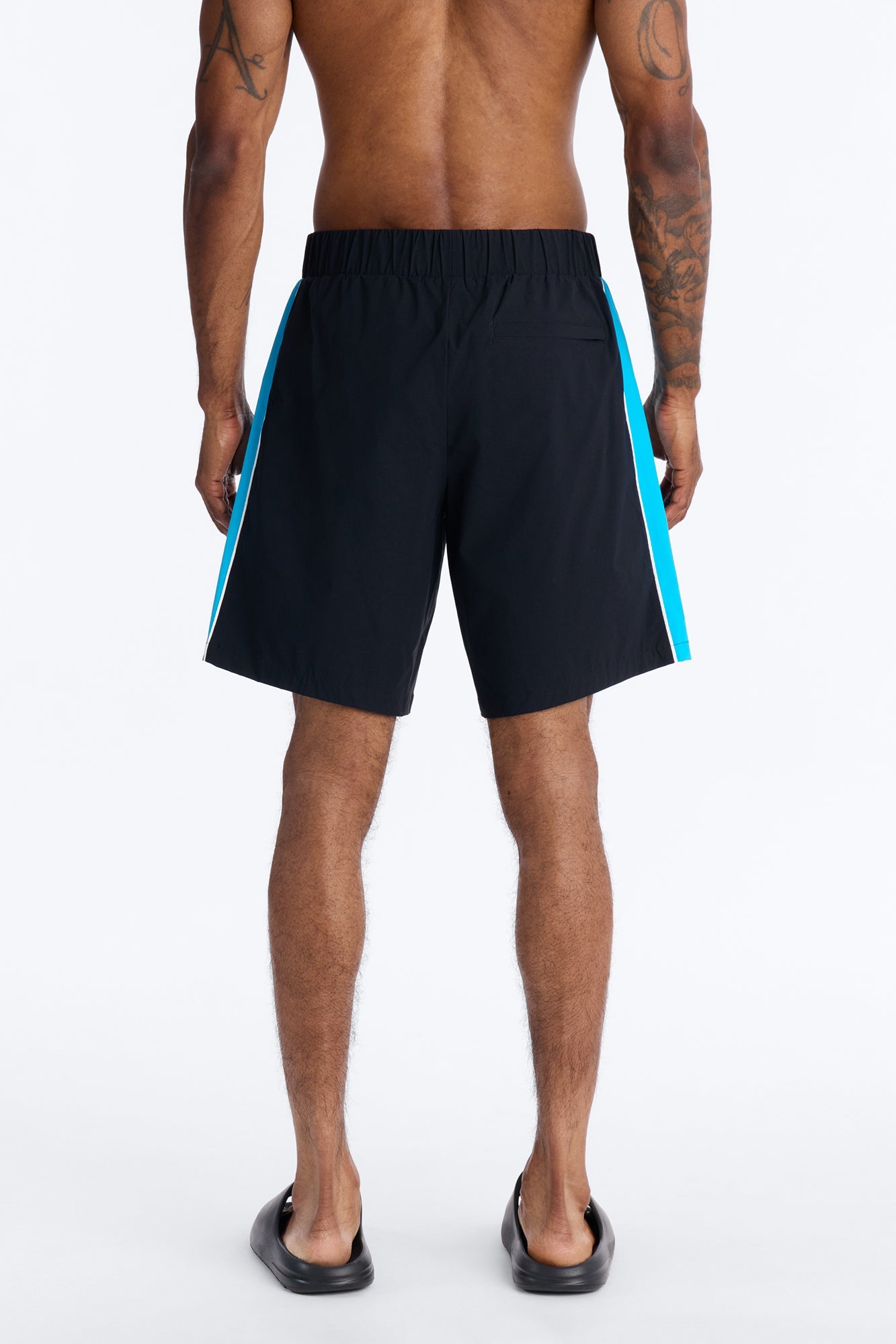 Everyday Stretch Paneled Boardshorts 9″ - Black/Blue Fashion Nova
