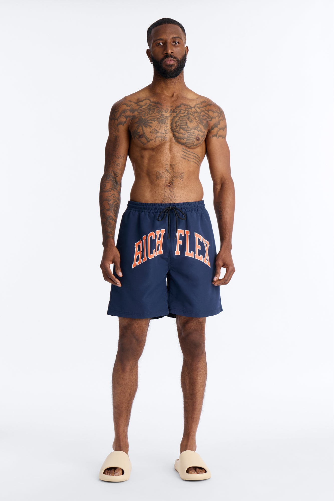 Rich Flex Swim Trunk 7″ - Navy Fashion Nova