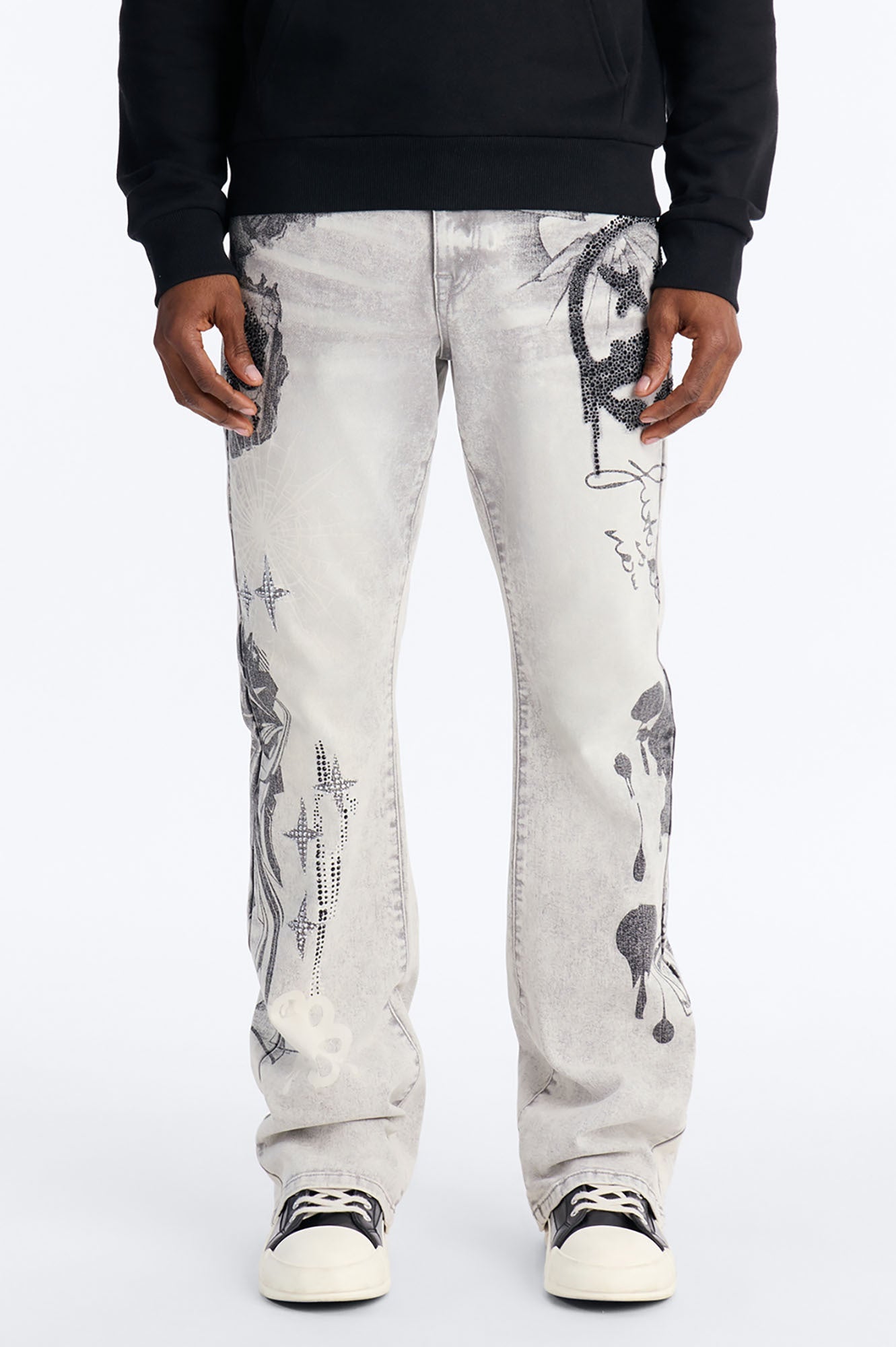 Stacked Skinny Flare Ace Royale Jean - Grey Fashion Nova