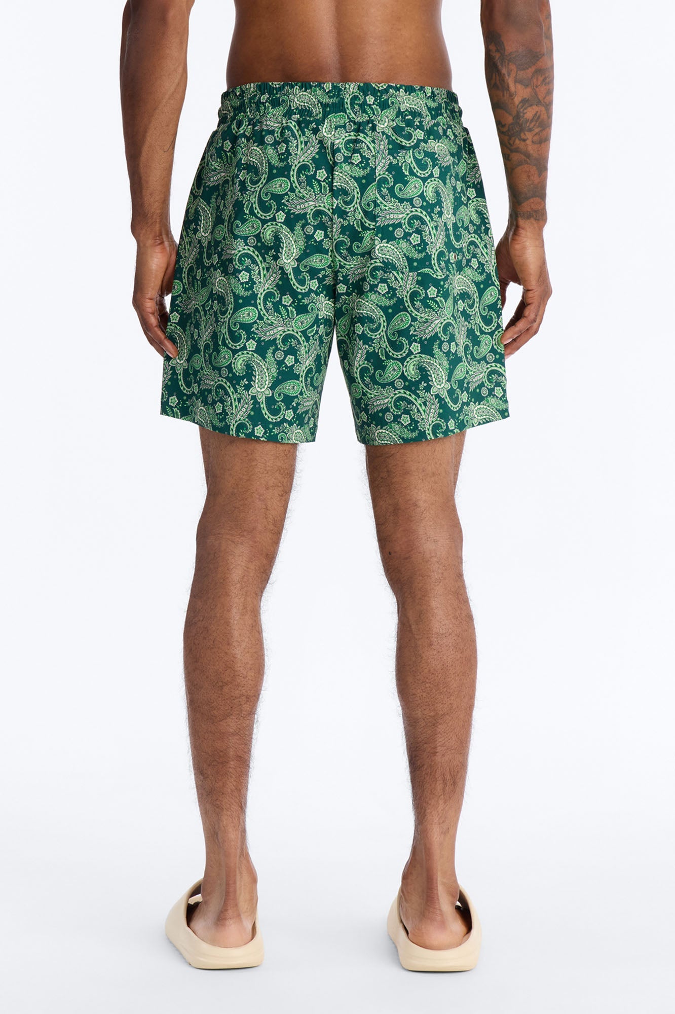 Paisley Elevated Printed Swim Trunk 7″ - Green Fashion Nova