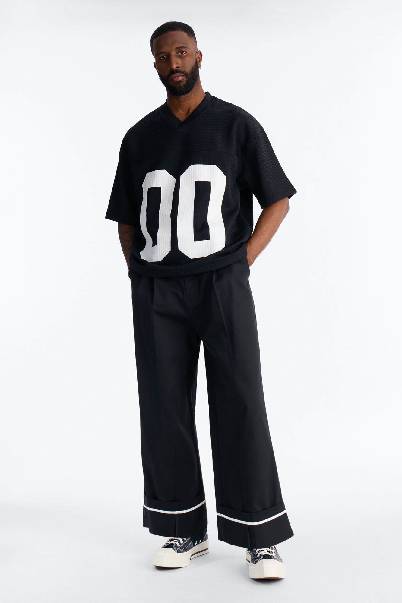 Double 0 Short Sleeve Jersey - Black Fashion Nova