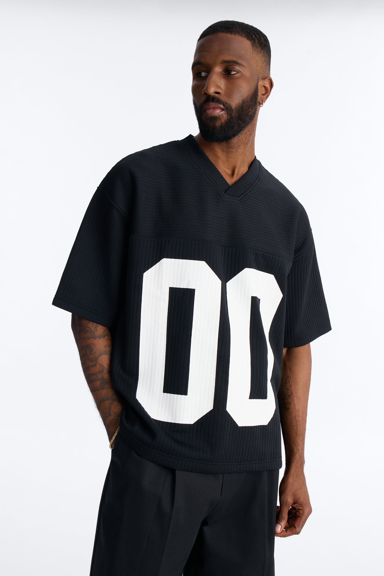 Double 0 Short Sleeve Jersey - Black Fashion Nova