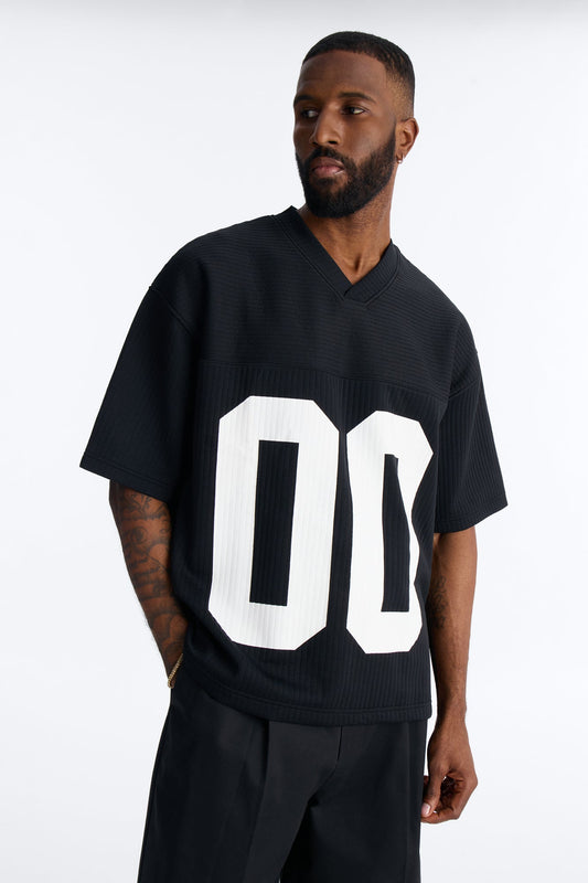 Double 0 Short Sleeve Jersey - Black Fashion Nova