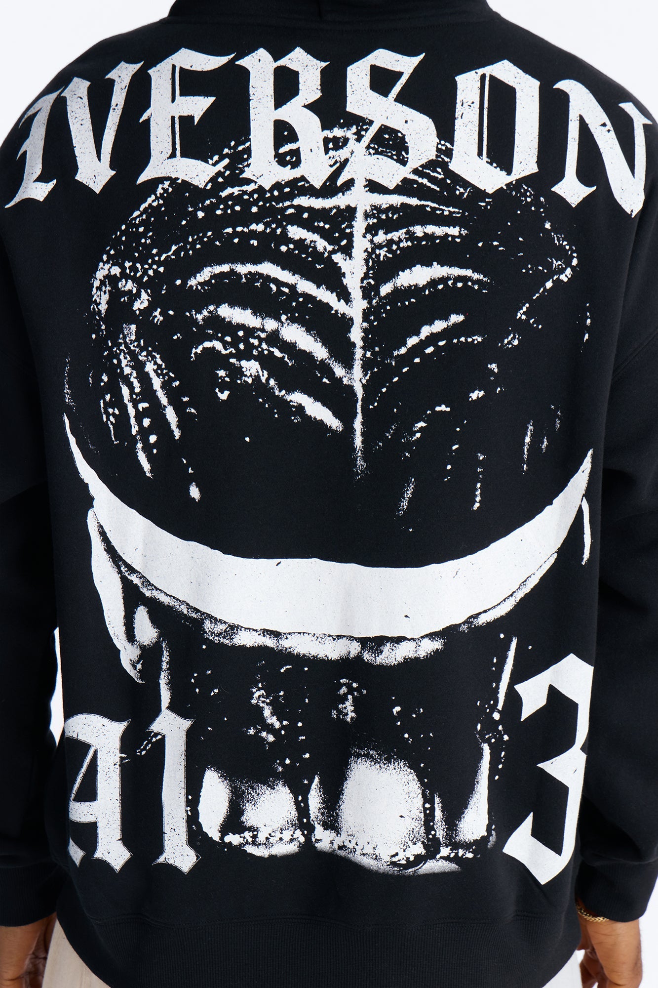 Allen Iverson MVP Embroidery Patch Oversized Hoodie - Black Fashion Nova