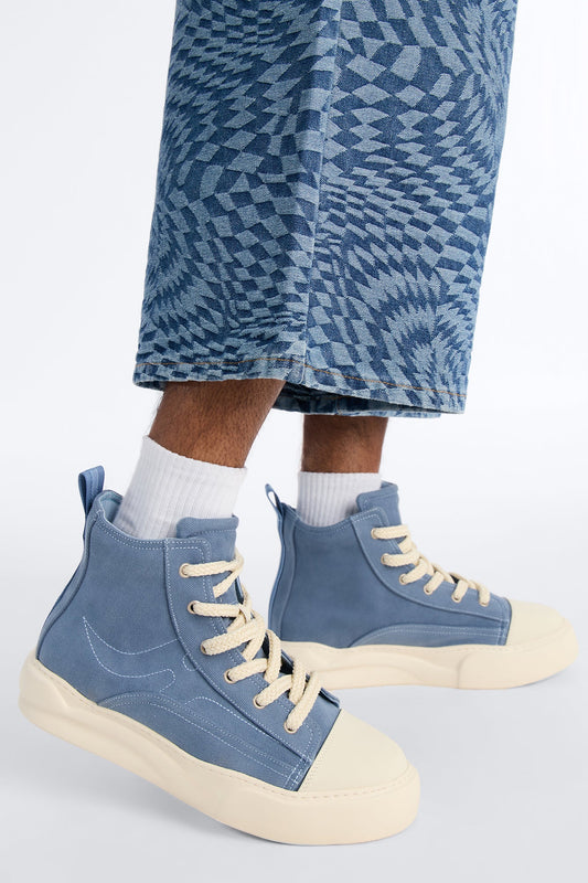 City Stride Canvas Chunky Hight Top Sneaker - Blue Fashion Nova
