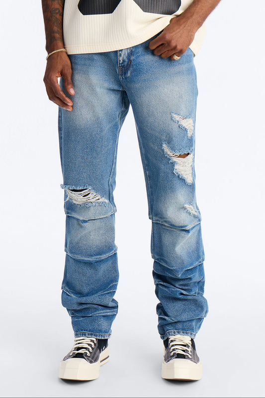 Straight Down The Street Ripped Jeans - Medium Blue Wash Fashion Nova