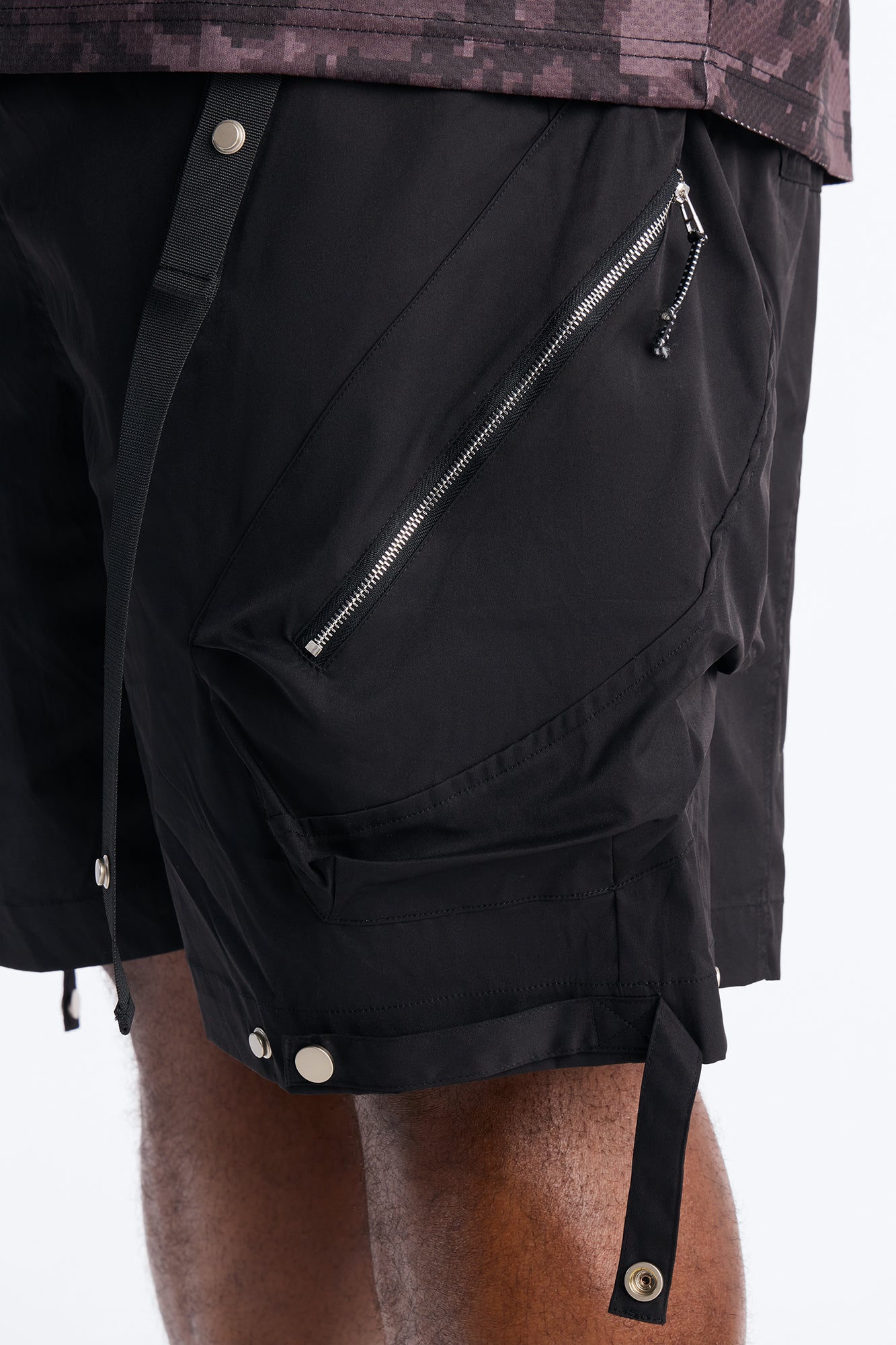 Relaxed Pearson Gates Multi Straps Utility Short - Black Fashion Nova