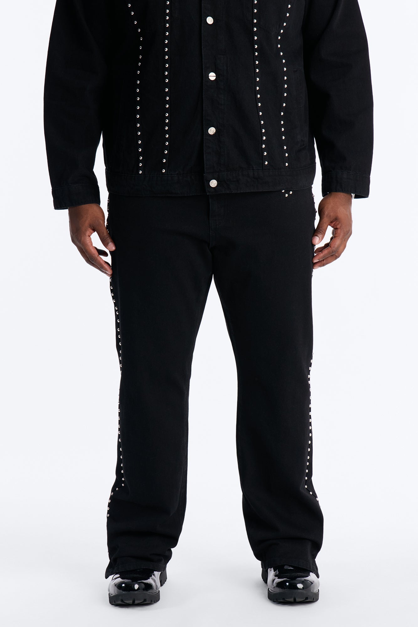 Stacked Slim Flare Iron Outlaw Slit Jean - Black Fashion Nova