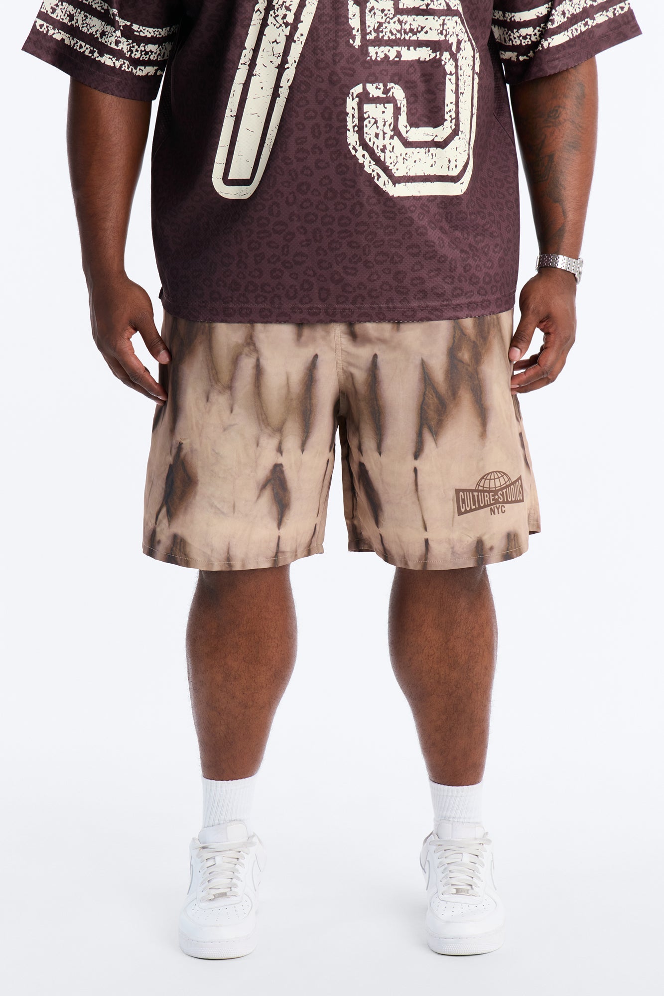Relaxed Artificial View Short - Brown Fashion Nova