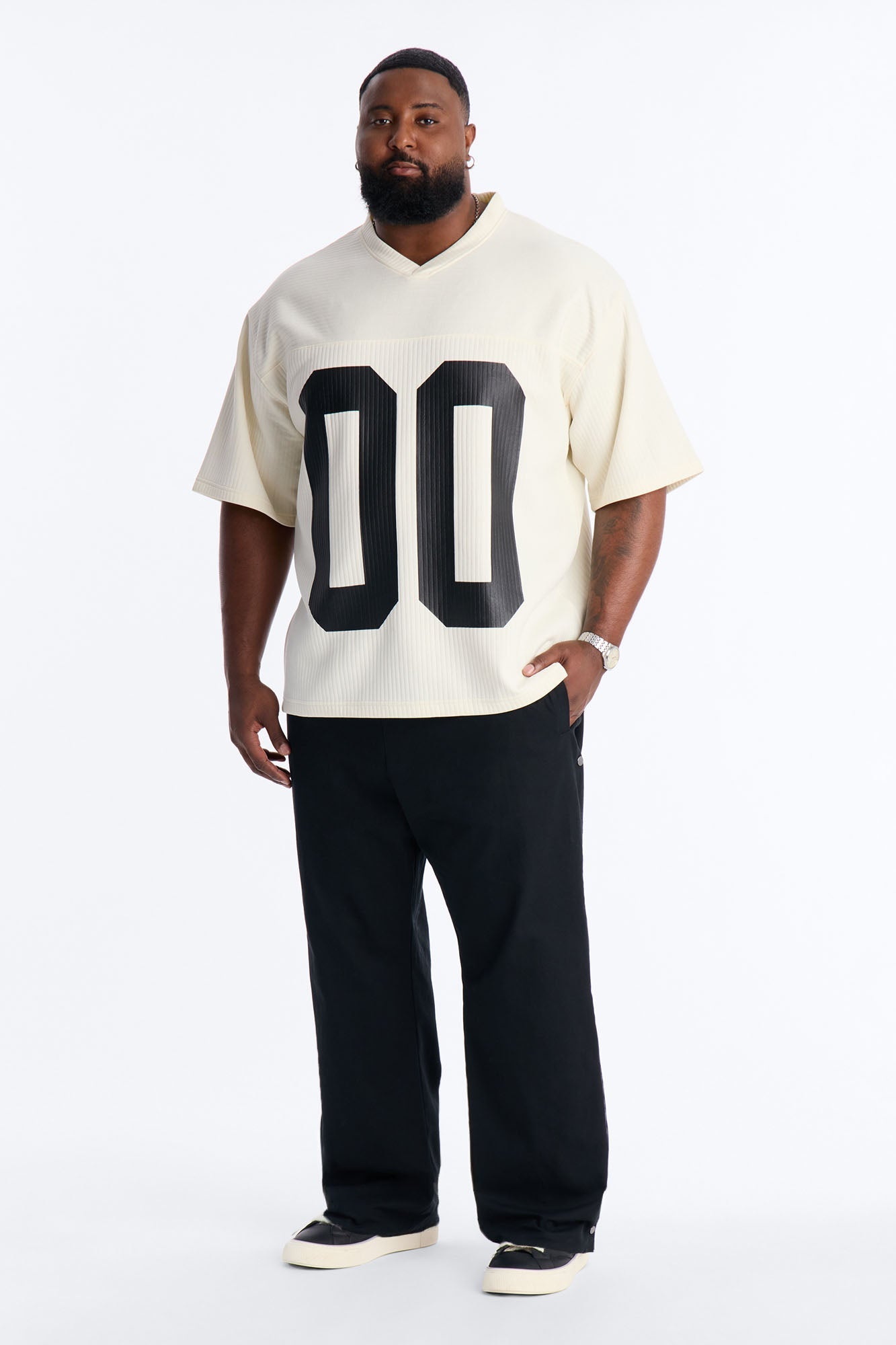 Double 0 Short Sleeve Jersey - Cream Fashion Nova