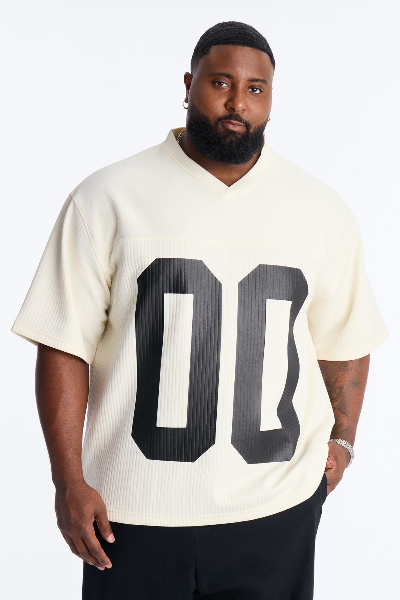Double 0 Short Sleeve Jersey - Cream Fashion Nova