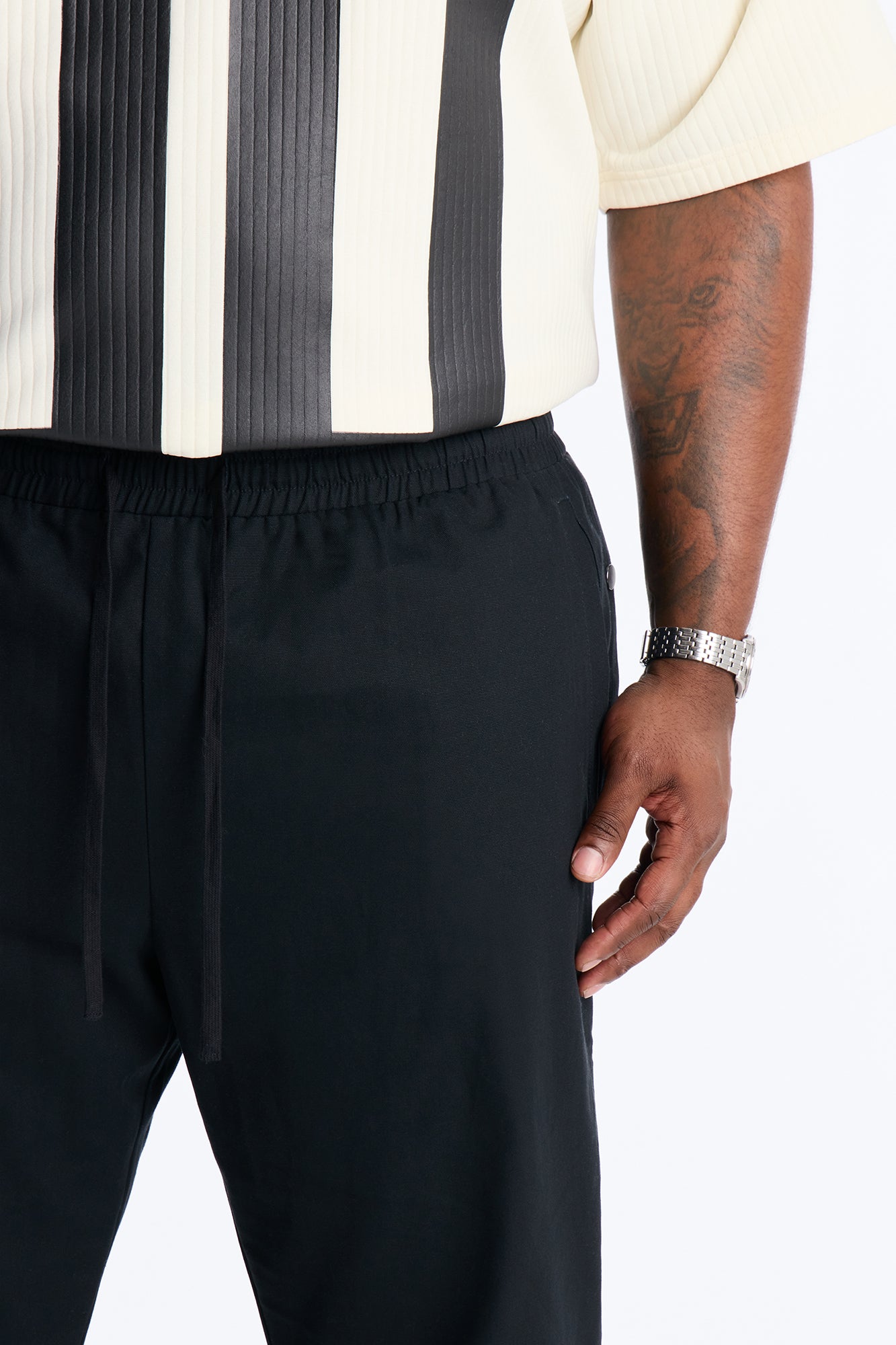 Straight Print Hint Studded Pant - Black Fashion Nova