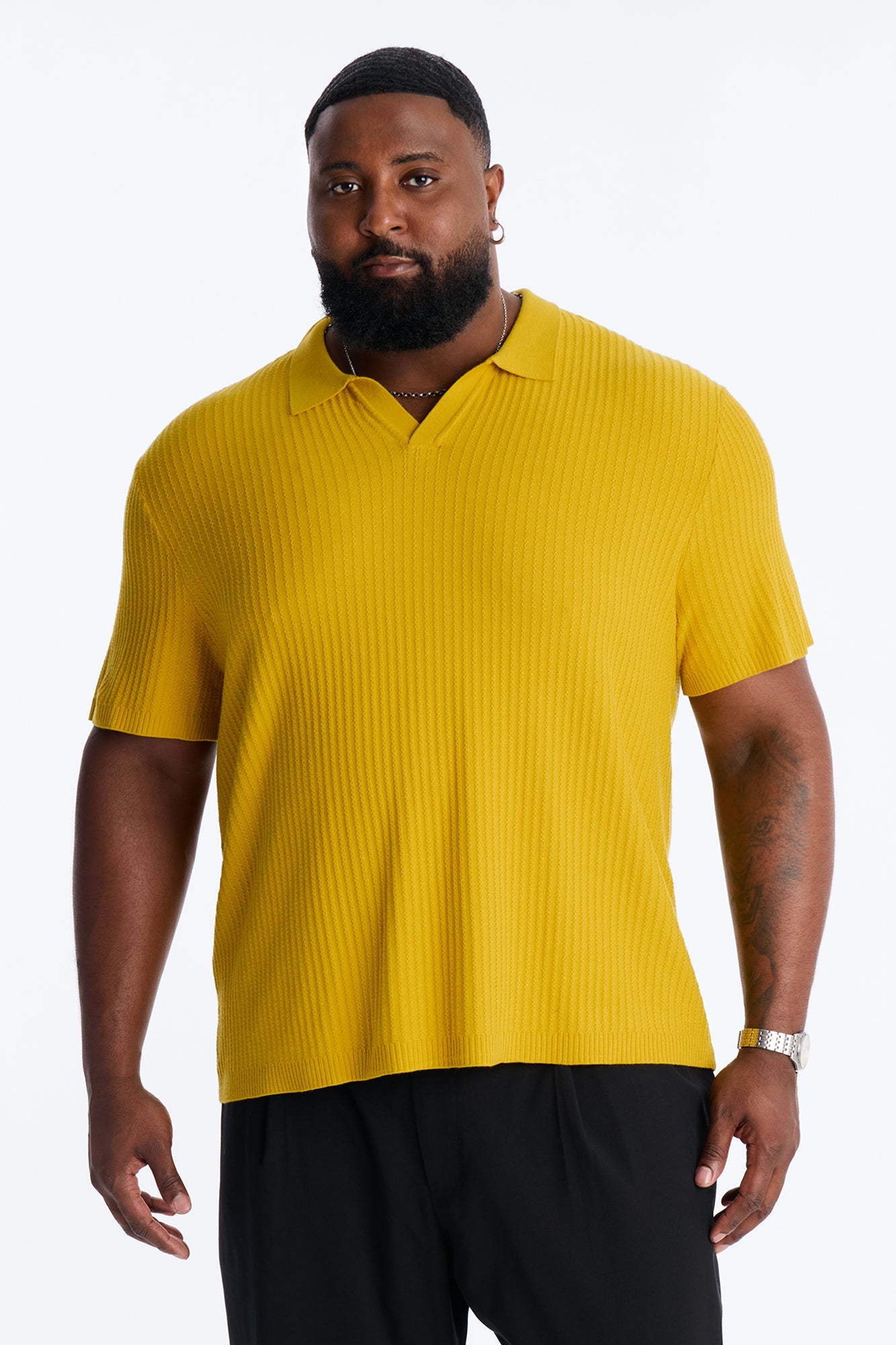 Coastal Knit Short Sleeve Shirt - Mustard Fashion Nova