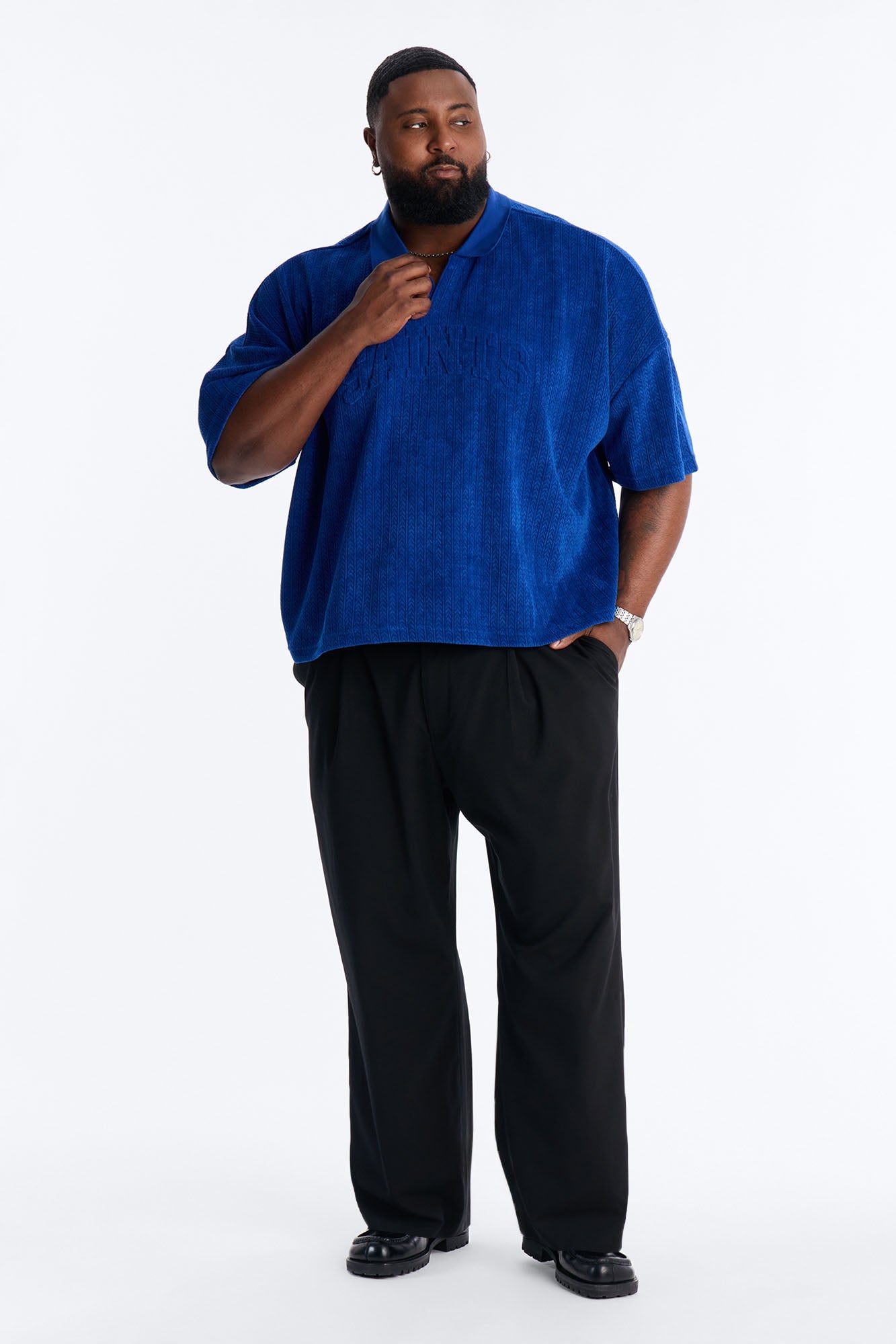 Boxy Cropped Lexington Saints Johnny Collar Polo - Blue Fashion Nova