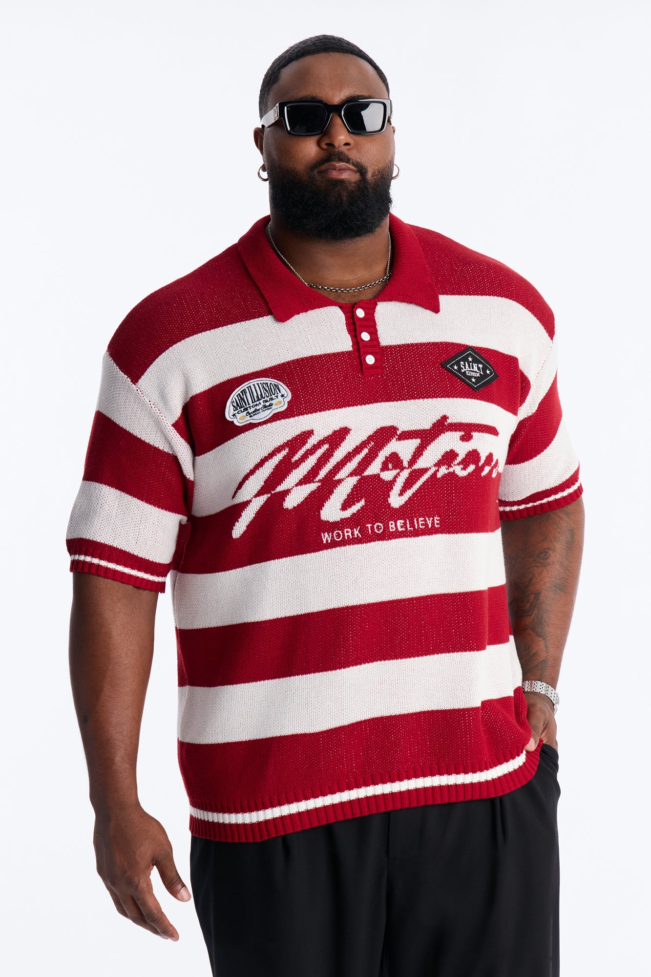 Motion Lines Short Sleeve Polo - Burgundy Fashion Nova