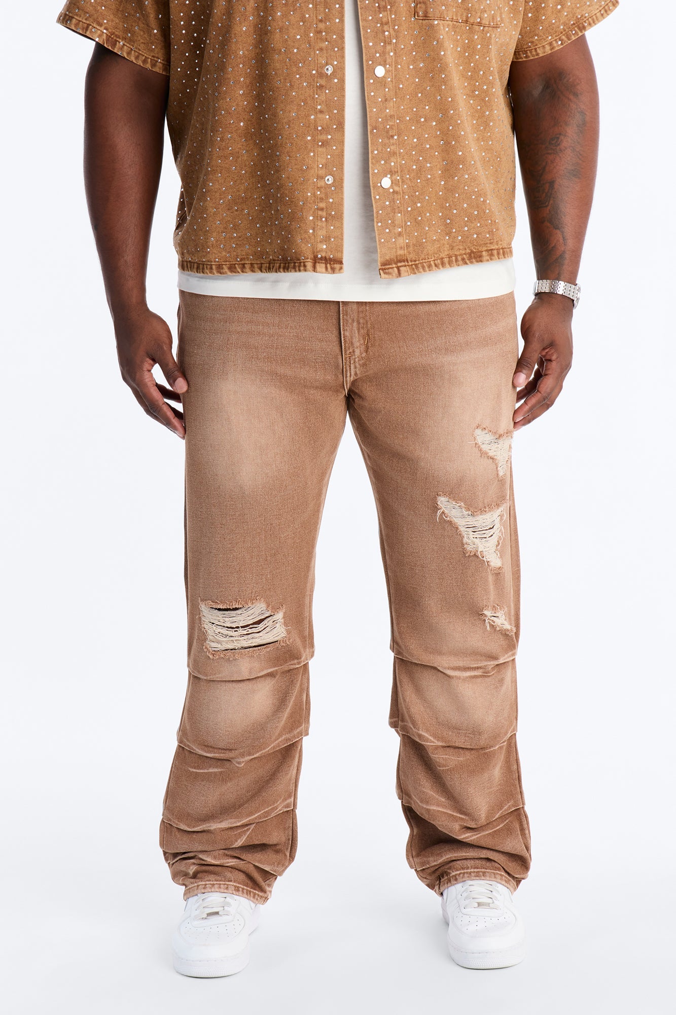 Straight Down The Street Ripped Jeans - Dark Brown Fashion Nova